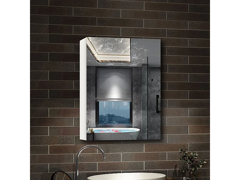 Armario con espejo para baño 700 x 400 x 130 mm Con 3 estantes,acabado espejo de alta definición,impermeabilización de armario