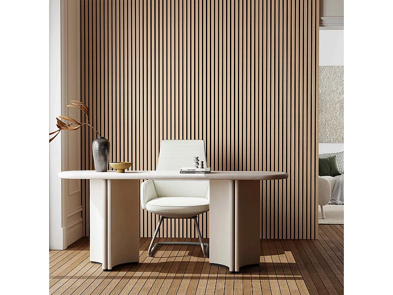 Set di 2 pannelli acustici in legno MDF,L240xL60cm SP21mm, Pannelli fonoassorbenti scansionati in 3D con finitura effetto legno rovere scuro