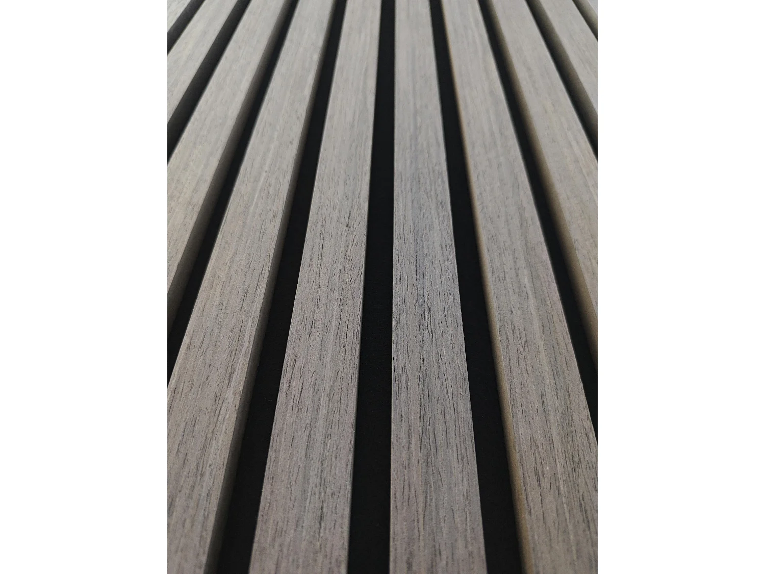 Set di 3 pannelli acustici in legno MDF,L240xL60cm SP21mm, Pannelli fonoassorbenti scansionati in 3D con finitura effetto legno Rovere grigio