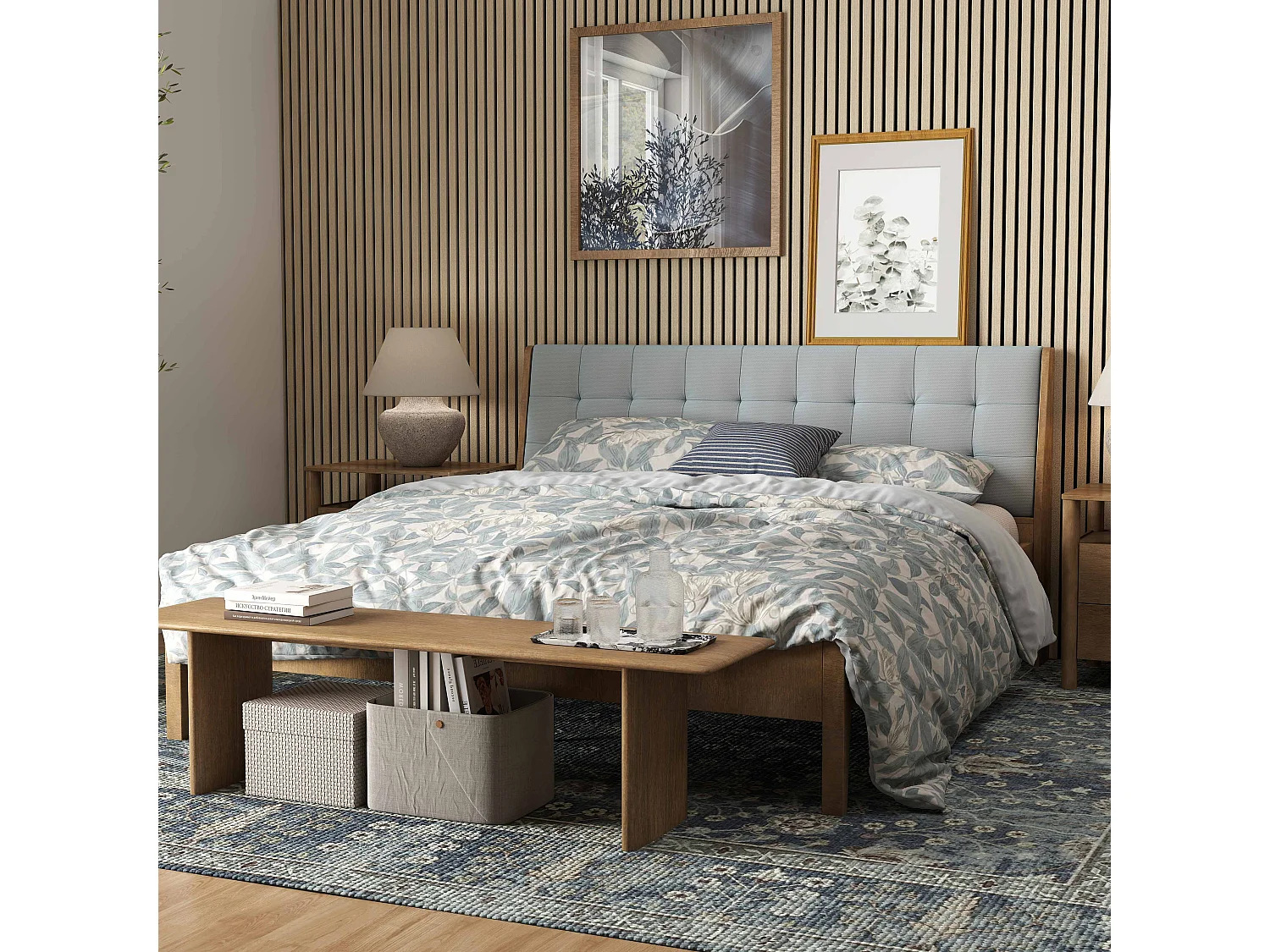 Set di 2 pannelli acustici in legno MDF,L240xL60cm SP21mm, Pannelli fonoassorbenti scansionati in 3D con finitura effetto legno rovere chiaro