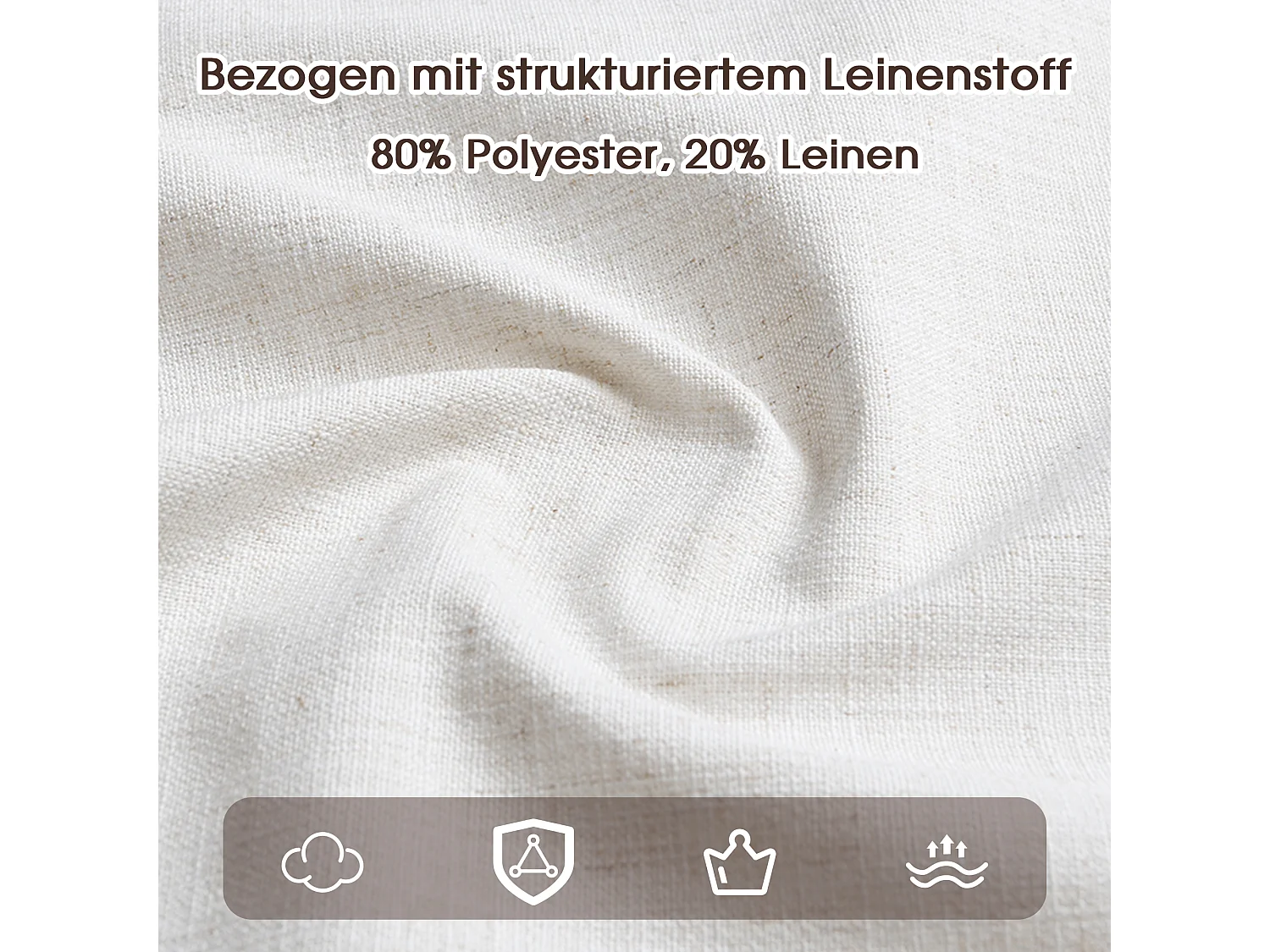 Set van 2 massief houten eetkamerstoelen met rotan rugleuningen - 48 x 61 x 78,5 cm - Moderne stijl - linnen - bruin