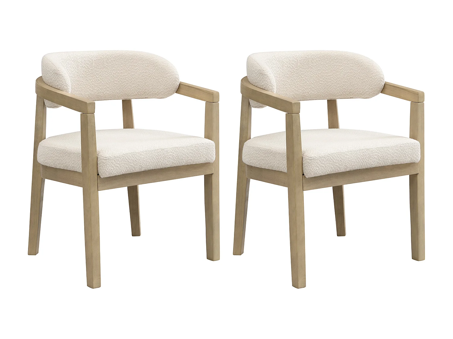 Lot de 2 chaises de salle à manger en bois massif - 58 x 58 x 78 cm - Style moderne - revêtement bouclé - naturel