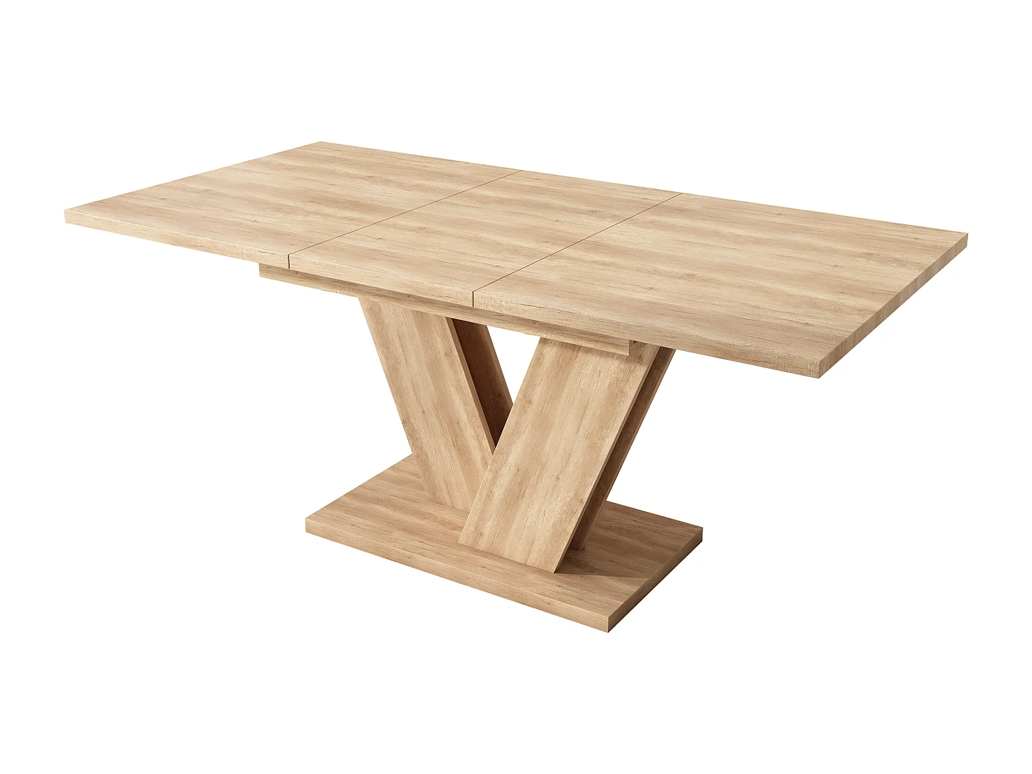 Table de salle à manger extensible - 140/180 x 80 x 75.5 cm - pour 4 à 6 personnes - pieds en V - style sobre - MDF - naturel