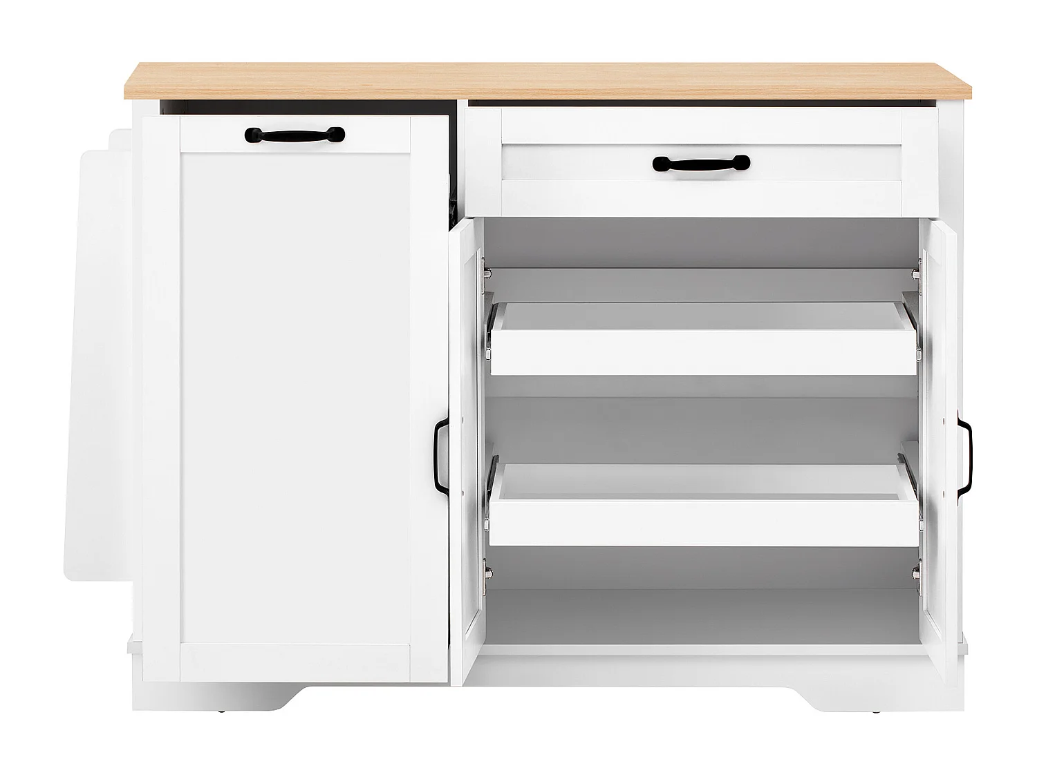 Buffet moderne pour salon et cuisine - 115 x 40 x 87 cm - avec 3 portes + tiroir + étagères coulissantes - MDF - blanc