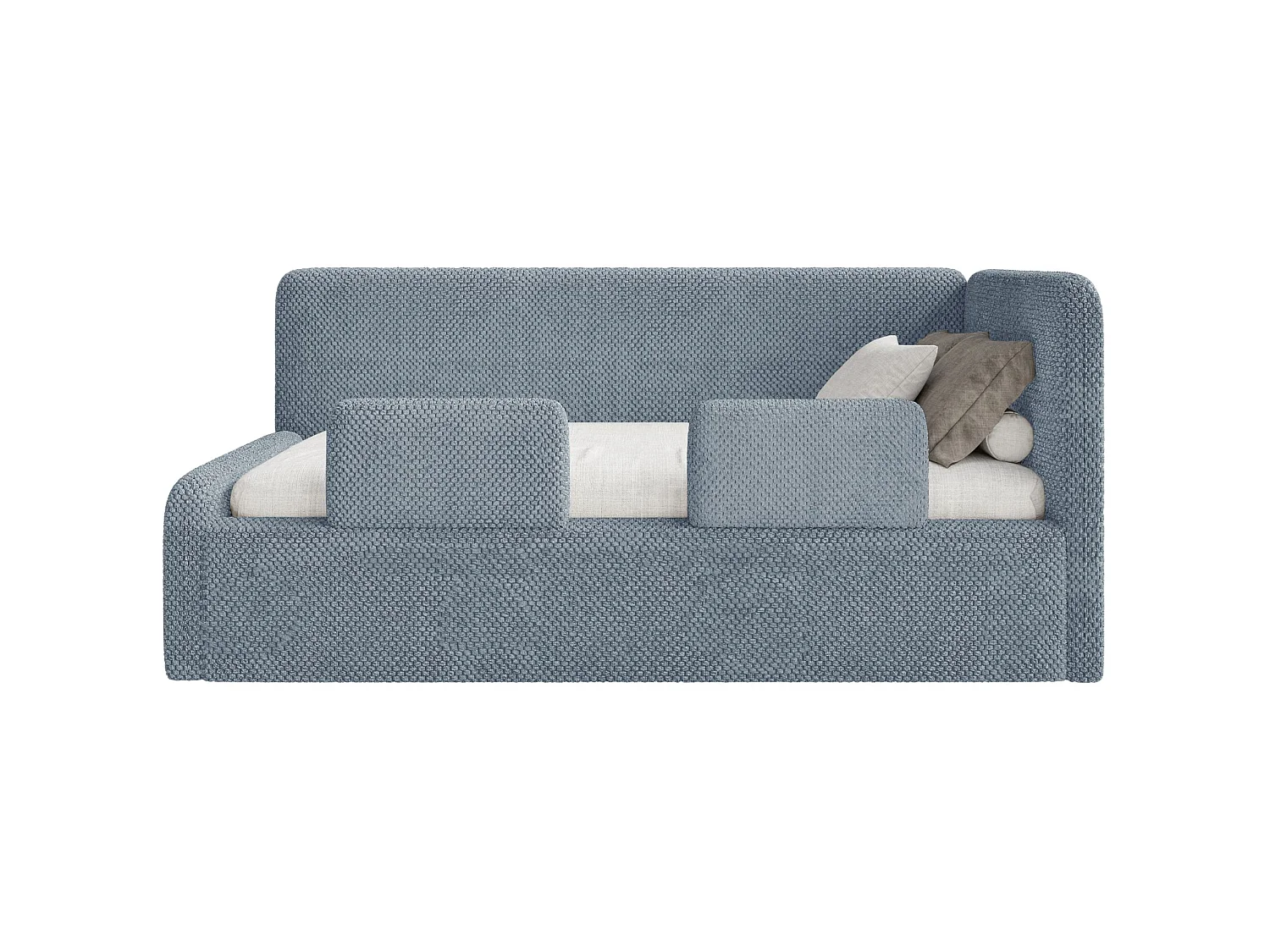 Jugendbett mit Kopfteil rechts – Samt – Blau – 90x200 cm – FANKO
