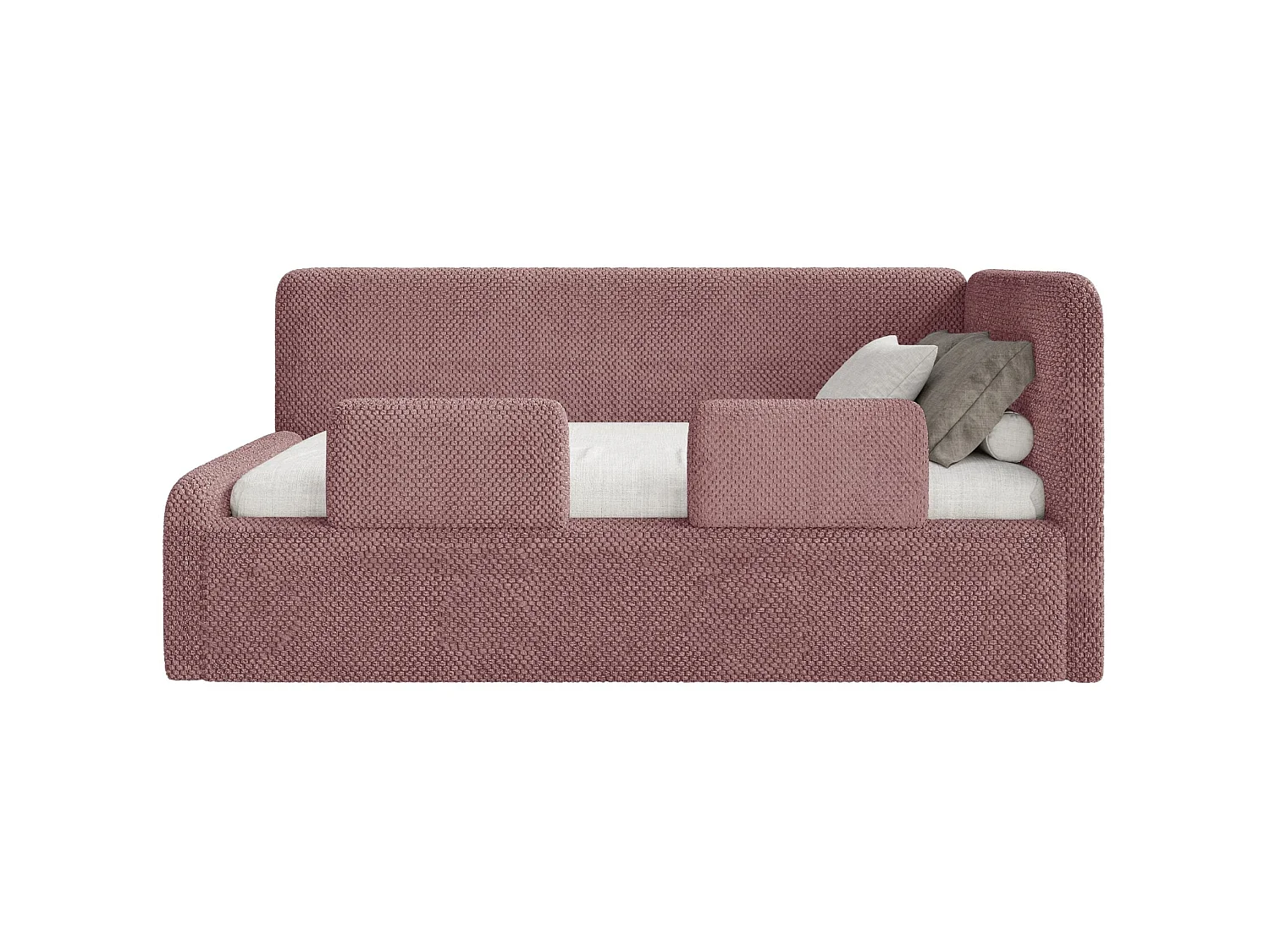 Jugendbett mit Kopfteil rechts – Samt – Rosa – 90x200 cm – FANKO