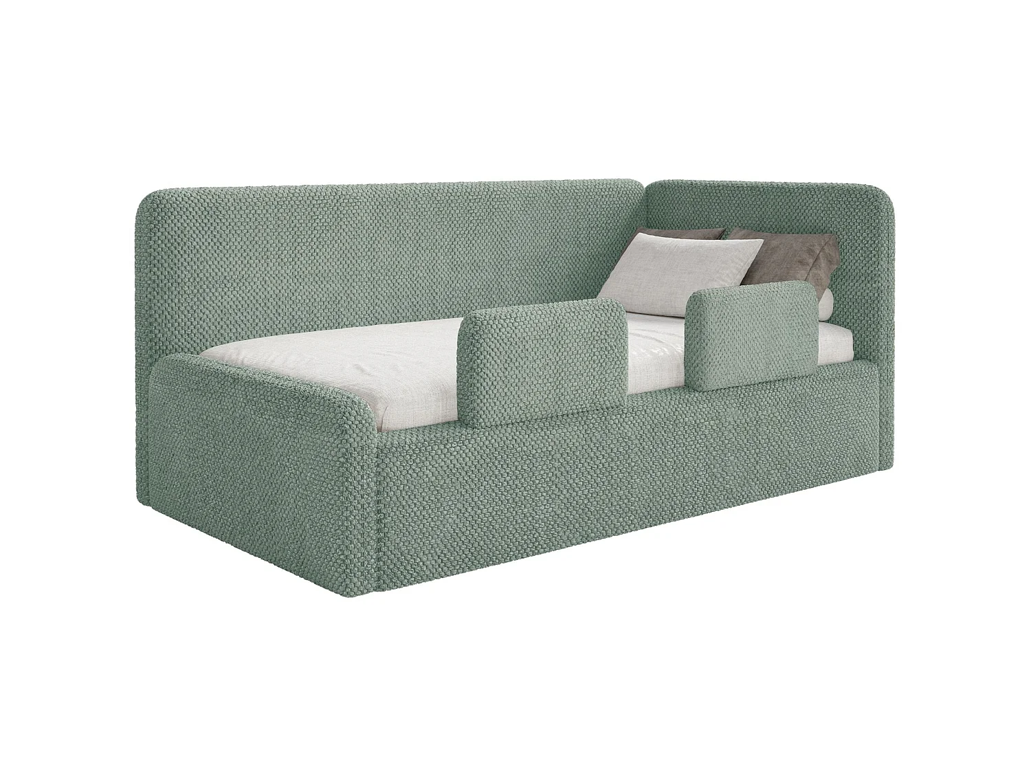 Jugendbett mit Kopfteil rechts – Samt – Salbeigrün – 90x200 cm – FANKO