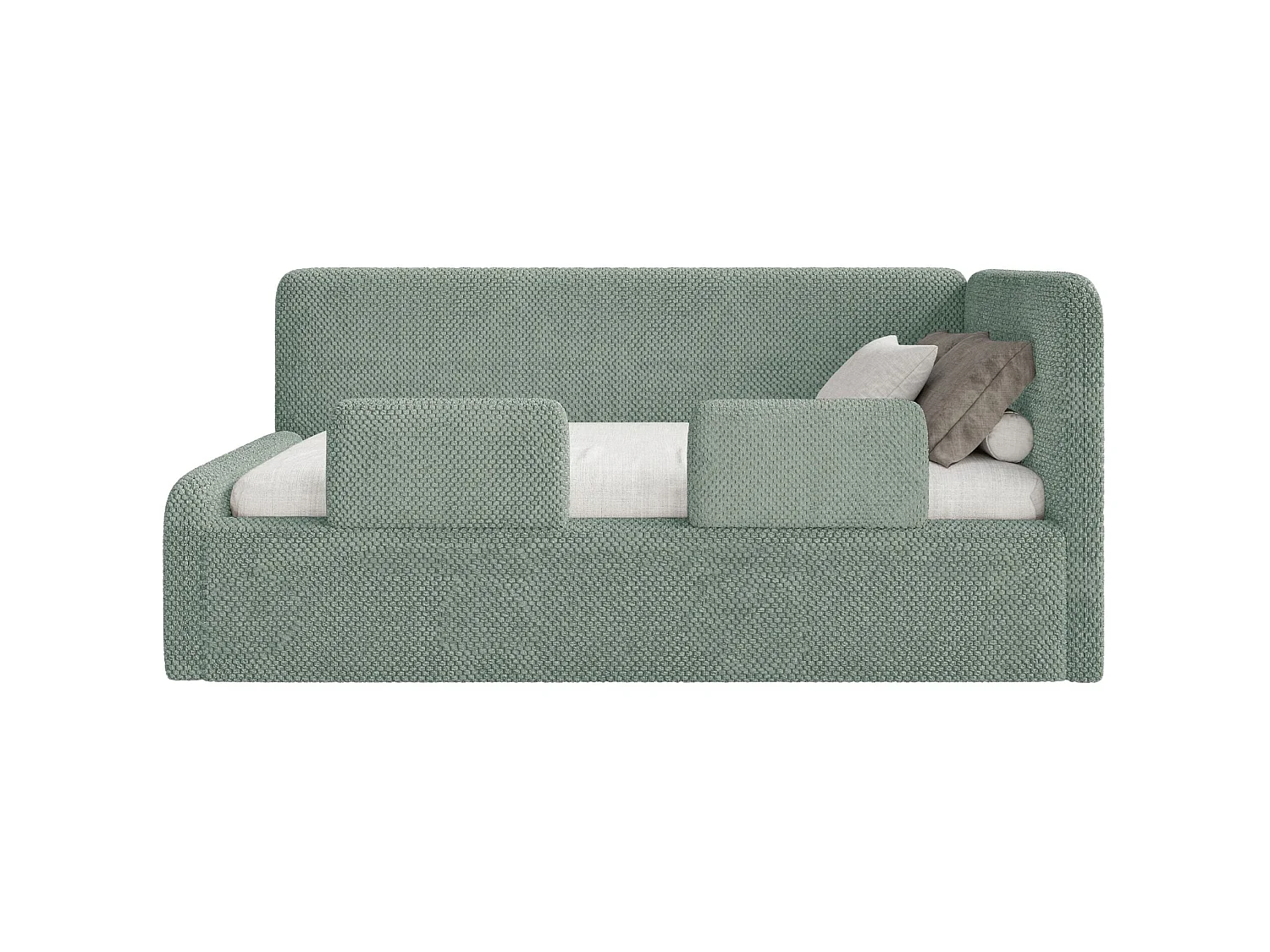 Jugendbett mit Kopfteil rechts – Samt – Salbeigrün – 90x200 cm – FANKO
