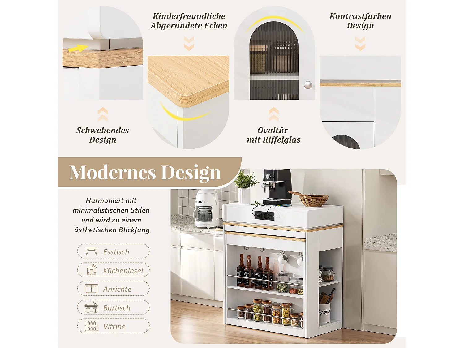 Îlot central extensible sur roulettes avec plateau rabattable - 83 x 46 x 96 cm - table de bar avec porte et tiroir - MDF + verre - blanc