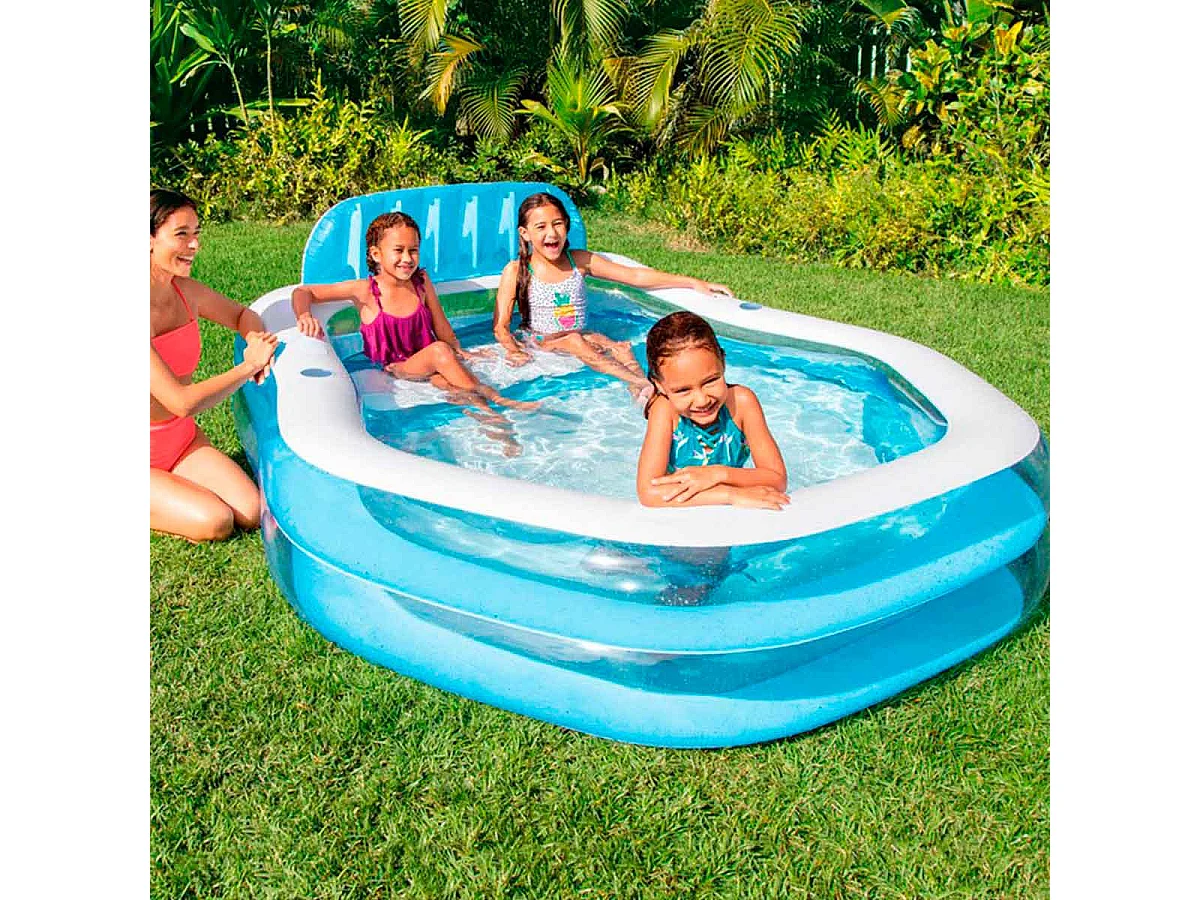 Piscina hinchable Intex con sillón y toldo 530L +3A blanco/azul 135x191x229 cm