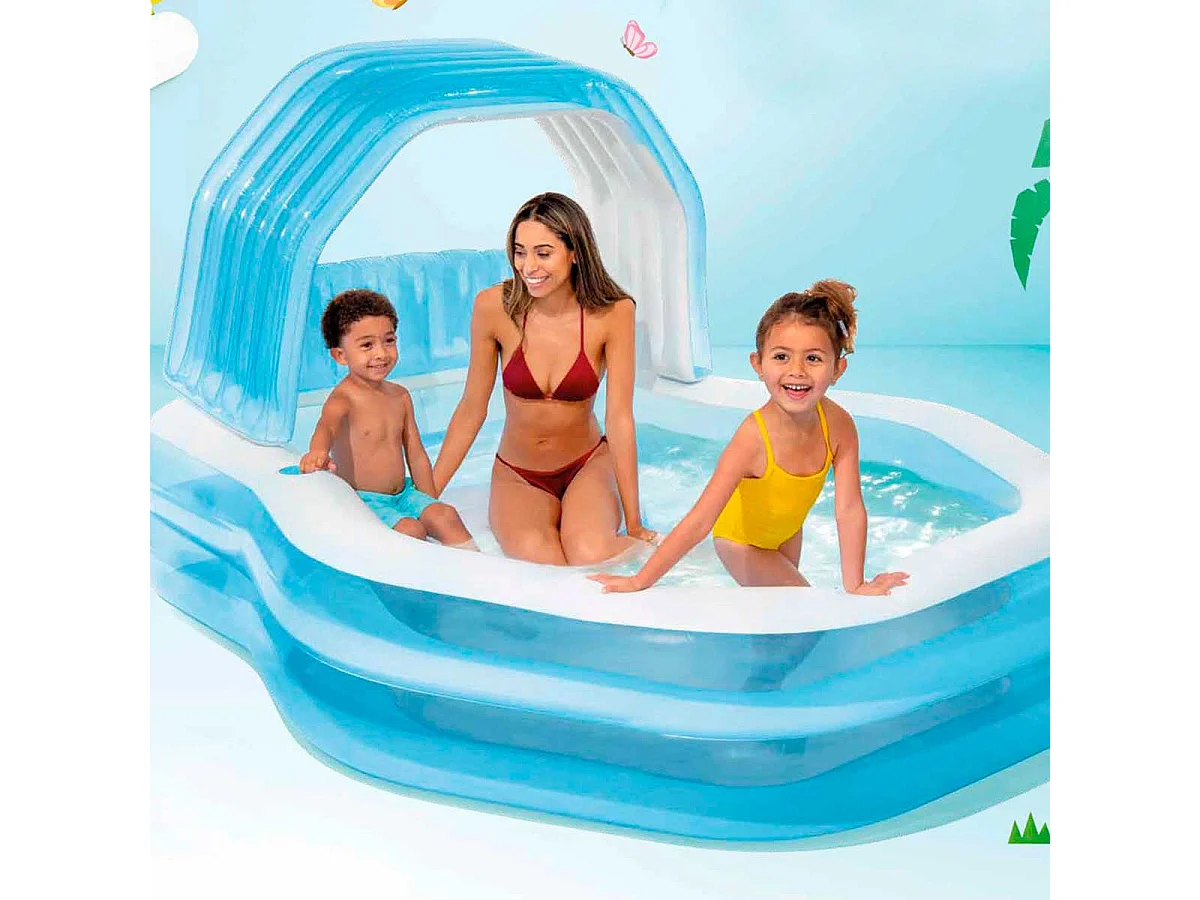 Piscina hinchable Intex con sillón y toldo 530L +3A blanco/azul 135x191x229 cm