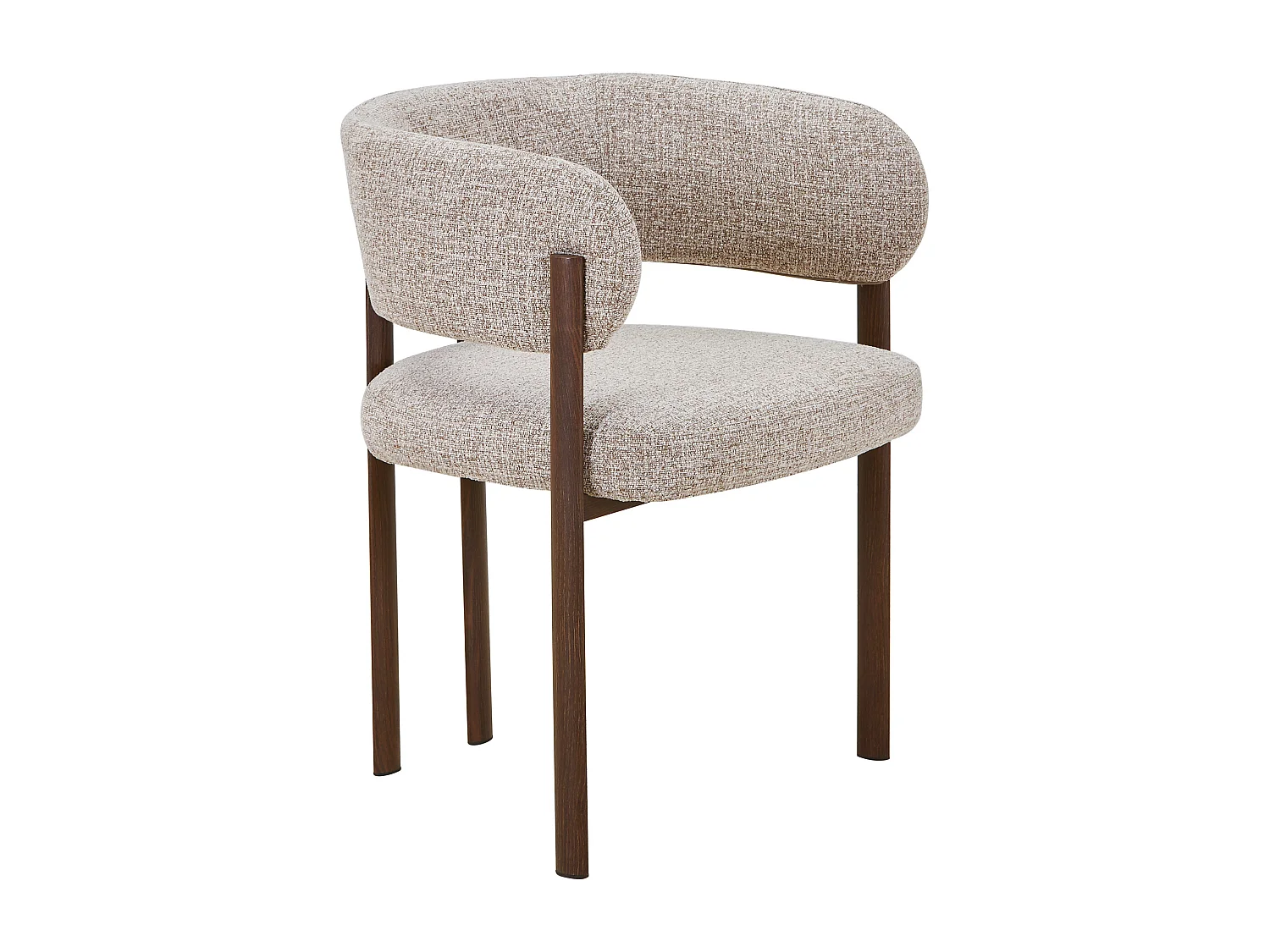 Lot de 6 chaises en tissu tweed et métal effet bois - Taupe et Naturel foncé - CIBARO