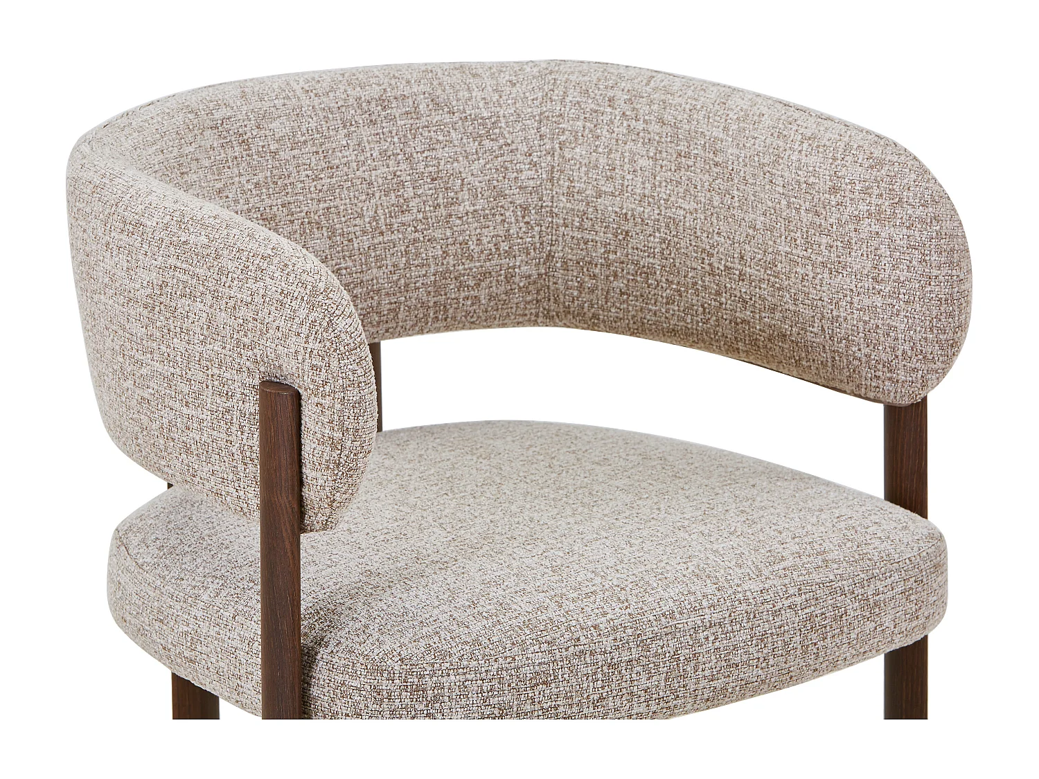 Lot de 6 chaises en tissu tweed et métal effet bois - Taupe et Naturel foncé - CIBARO