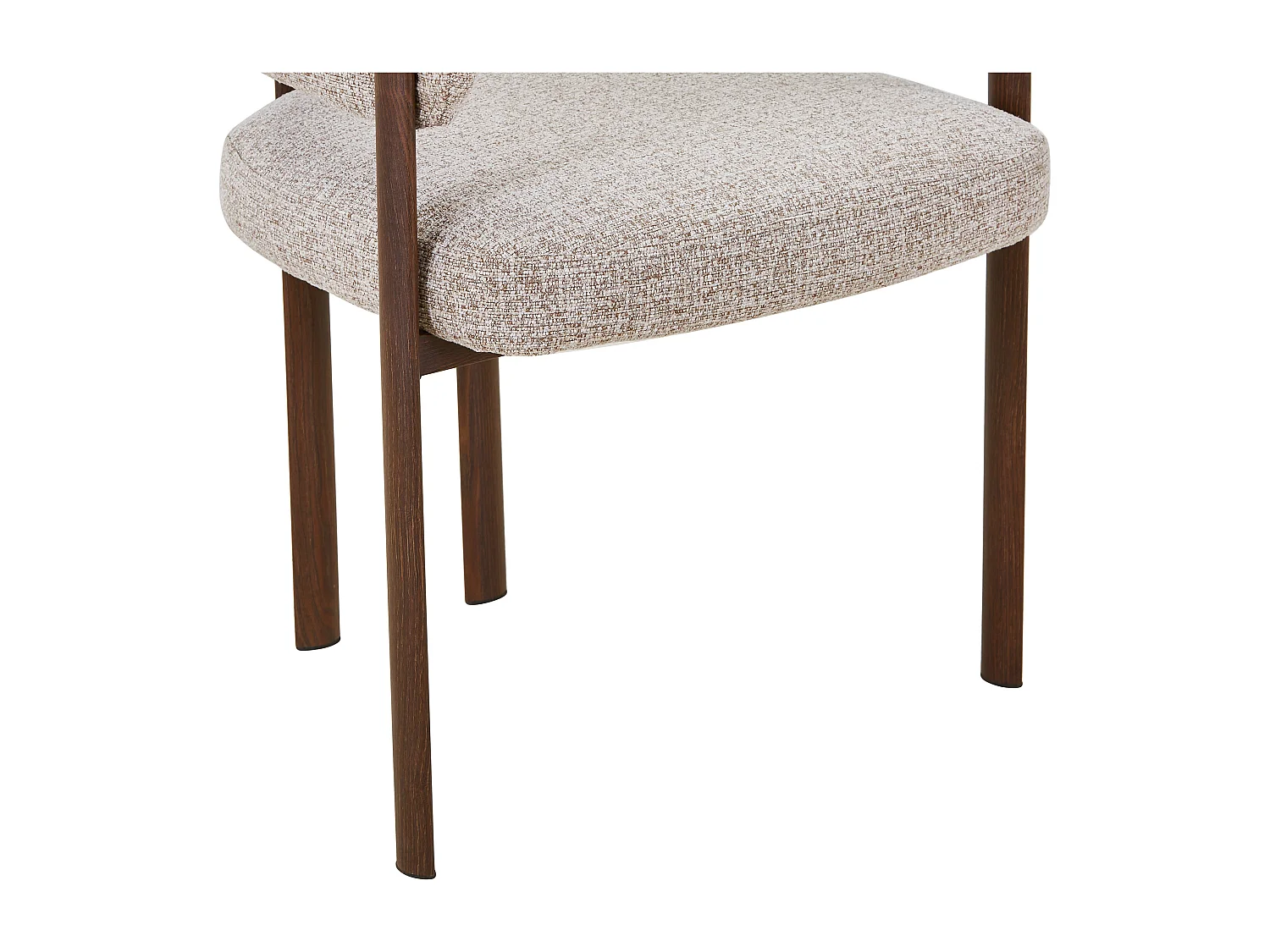 Lot de 6 chaises en tissu tweed et métal effet bois - Taupe et Naturel foncé - CIBARO