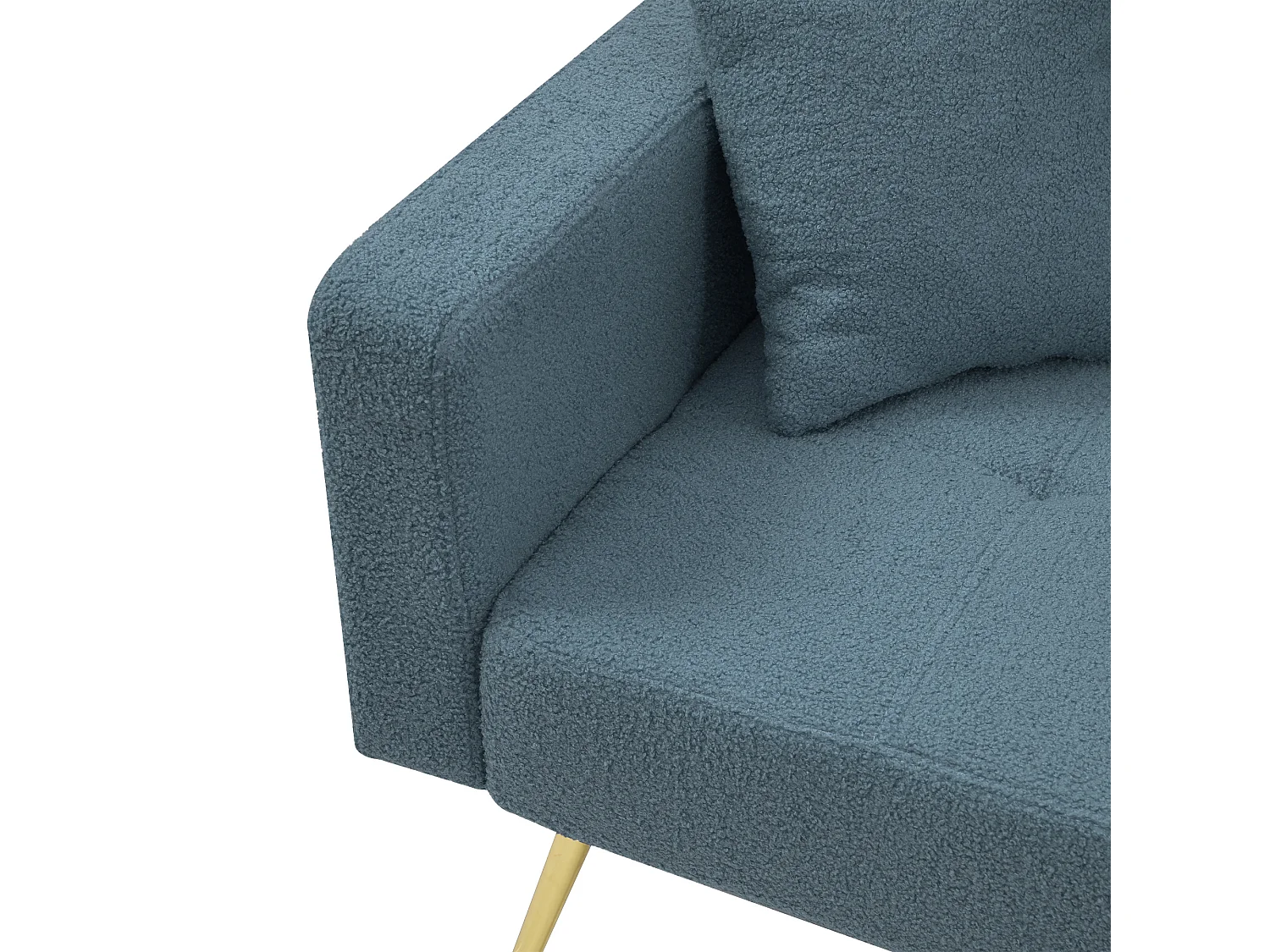 Canapé convertible 2 places - angle réglable - avec coussins et poches de rangement latérales - bleu antique