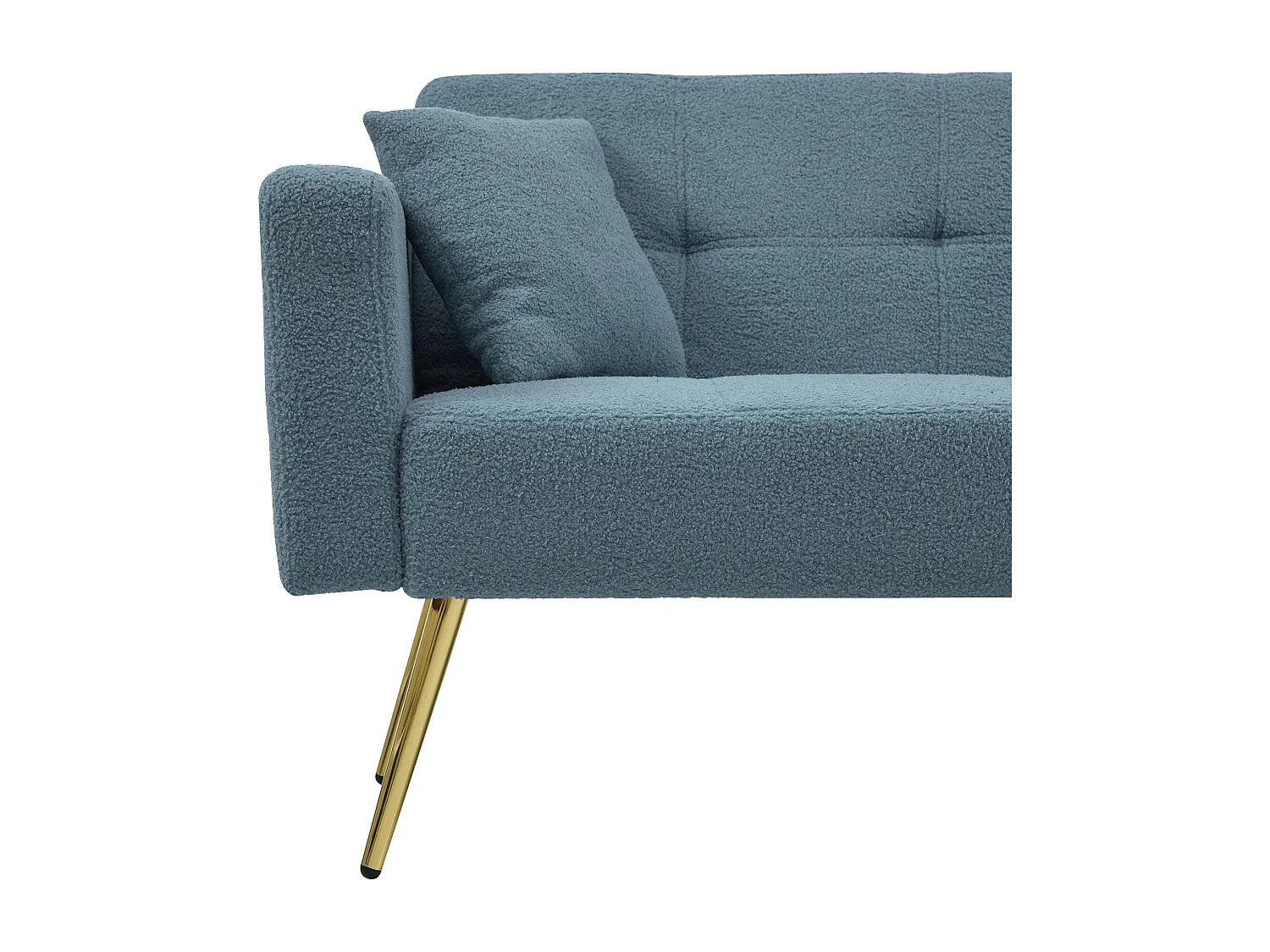 Canapé convertible 2 places - angle réglable - avec coussins et poches de rangement latérales - bleu antique