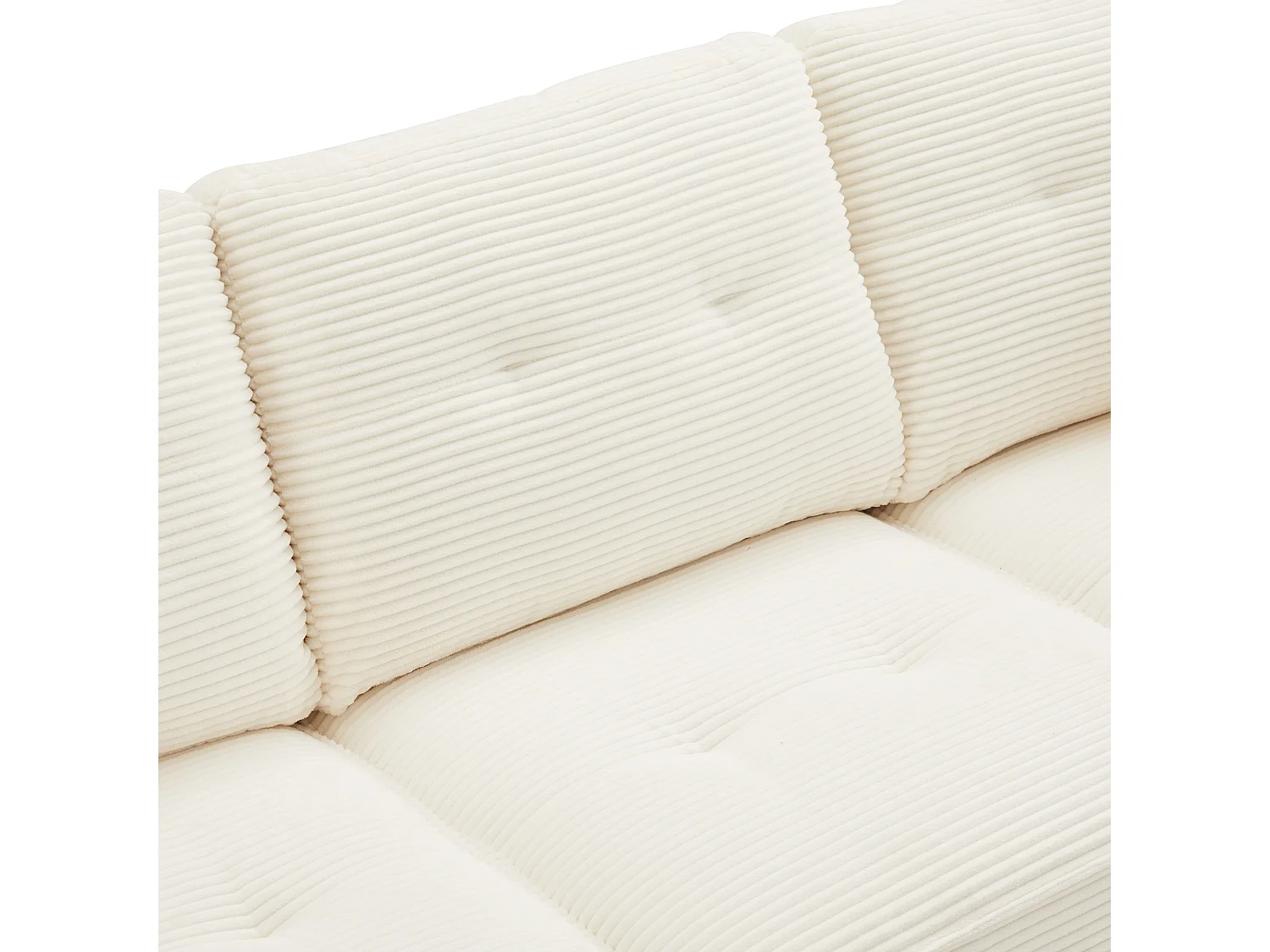 Canapé moderne en velours côtelé - espace de rangement en dessous - avec repose-pieds à déplacement libre - Beige