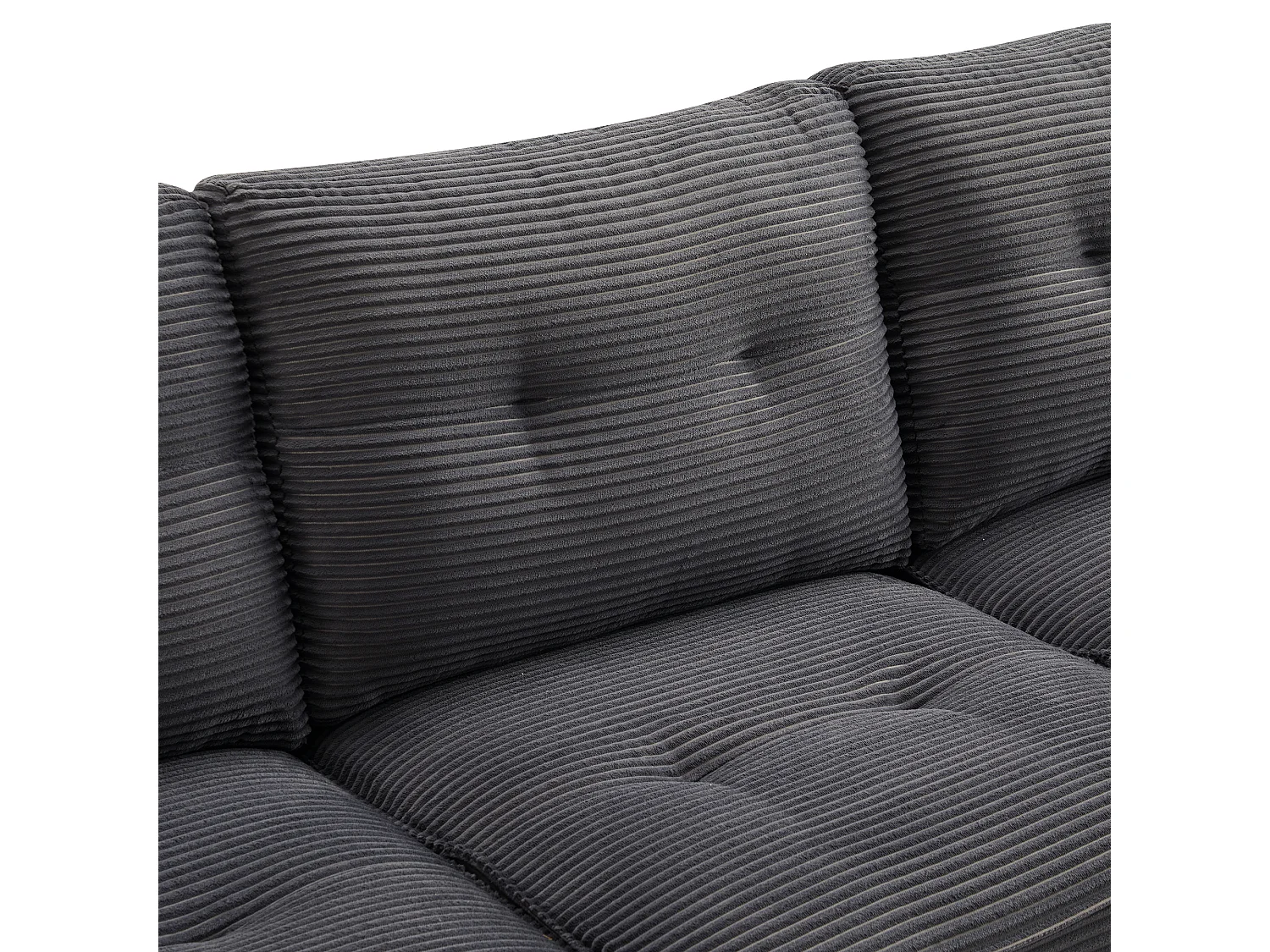 Canapé moderne en velours côtelé - espace de rangement en dessous - avec repose-pieds à déplacement libre - Gris
