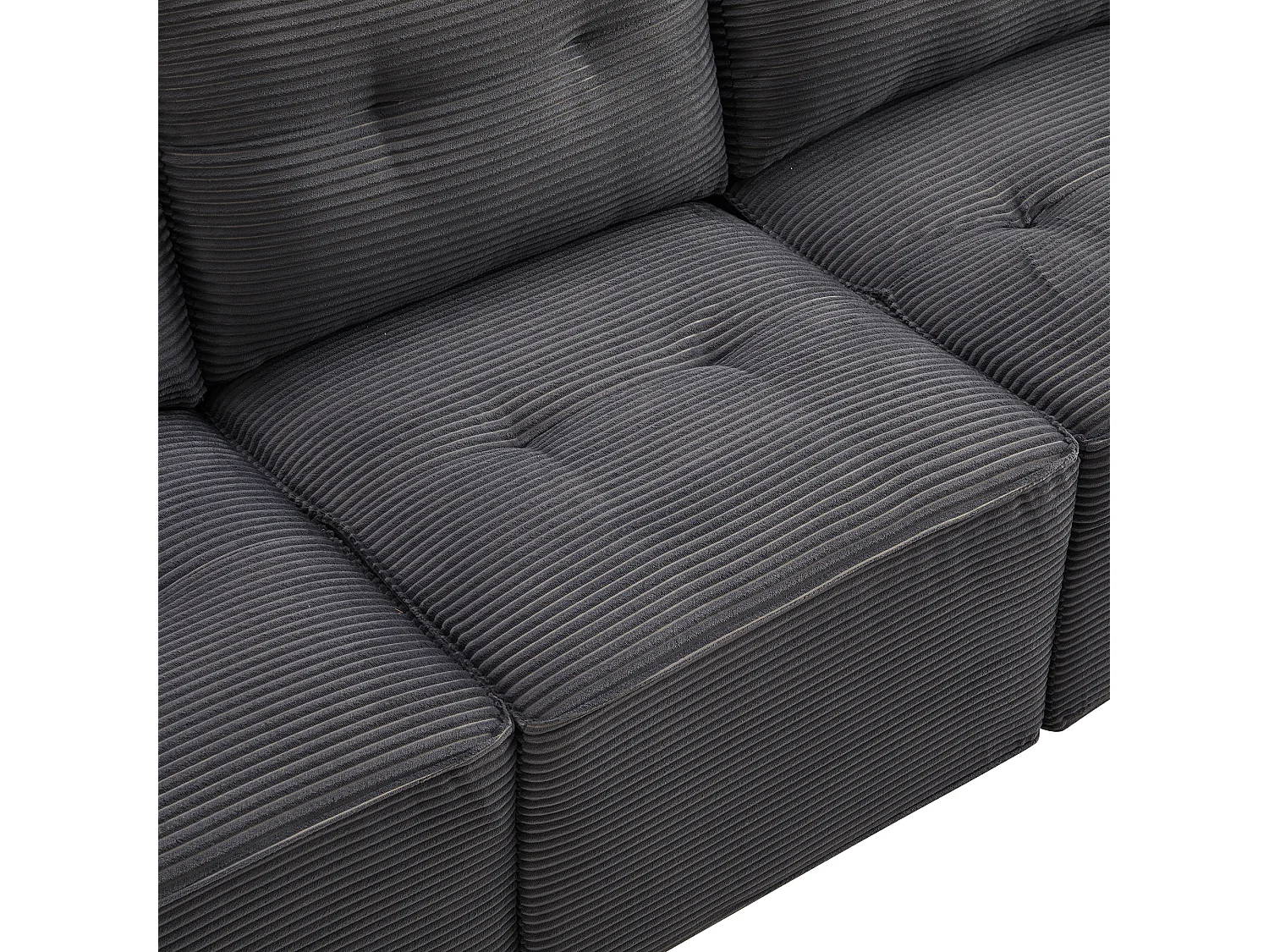 Canapé moderne en velours côtelé - espace de rangement en dessous - avec repose-pieds à déplacement libre - Gris