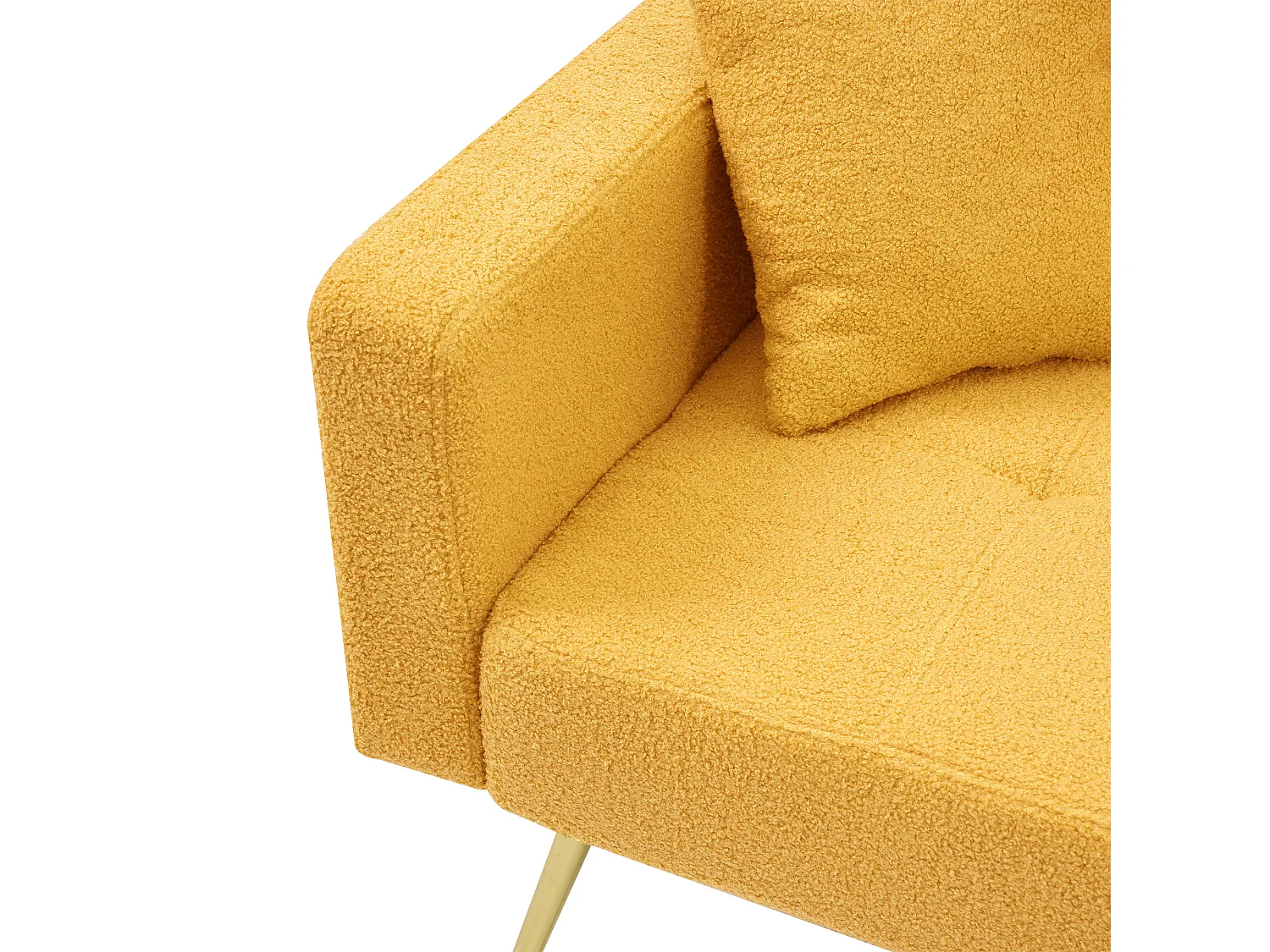 Canapé convertible 2 places - angle réglable - avec coussins et poches de rangement latérales - jaune