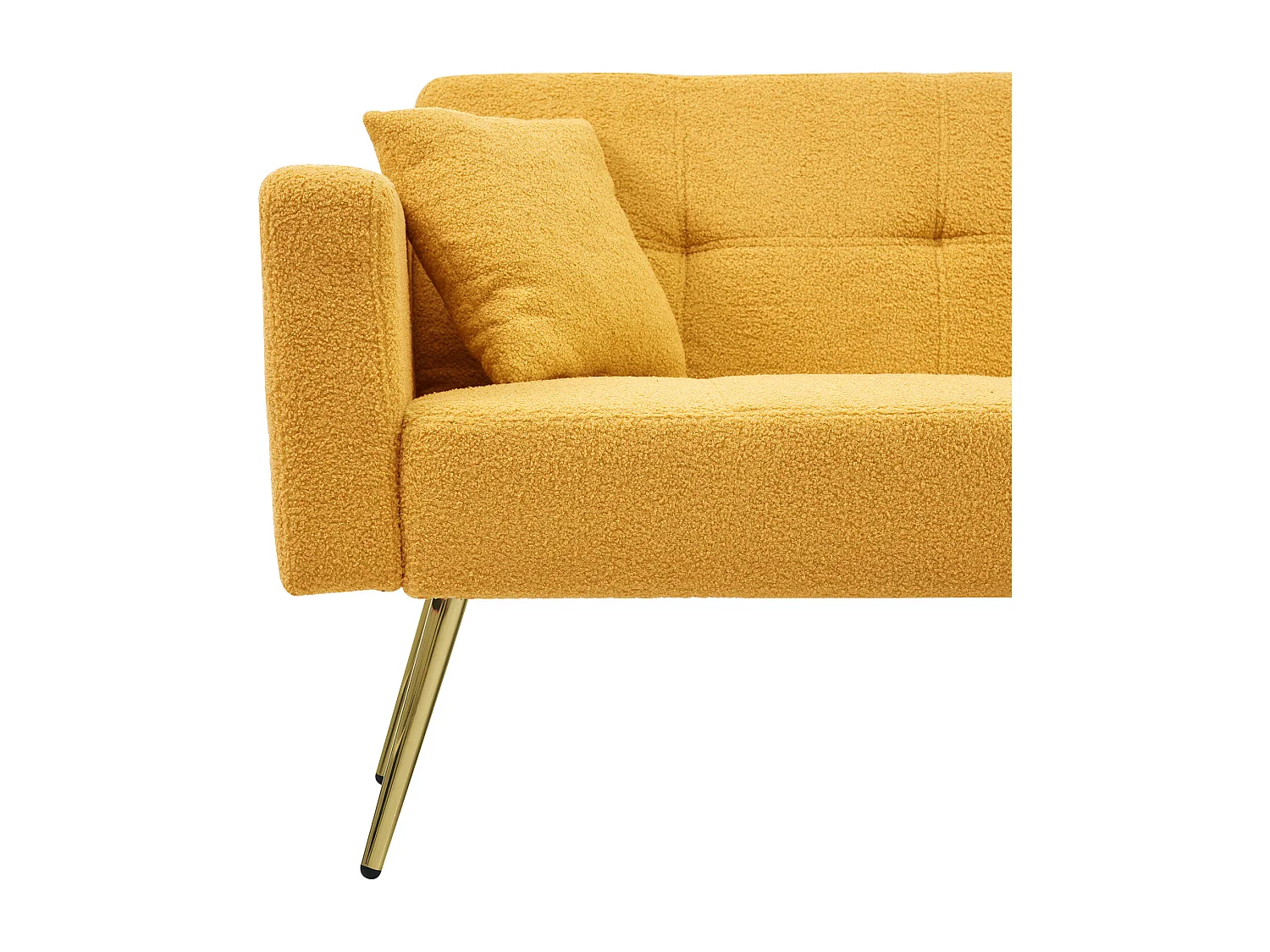 Canapé convertible 2 places - angle réglable - avec coussins et poches de rangement latérales - jaune