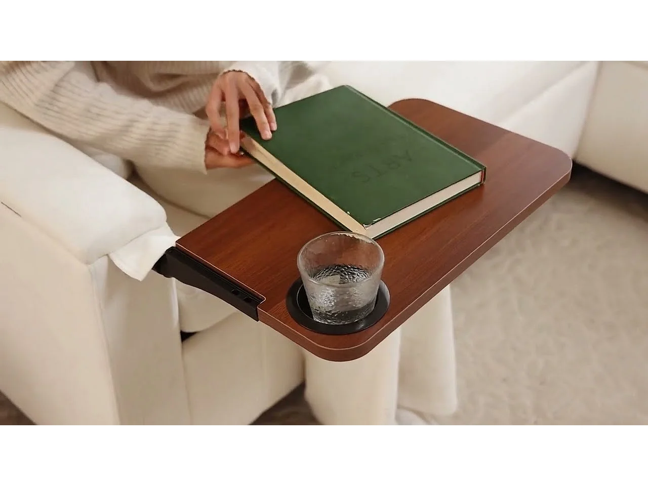 Canapé d'angle en chenille - avec fonction sommeil - avec USB, Type-C et lampe de lecture - dossier pliable avec deux porte-gobelets - avec tabouret - Beige