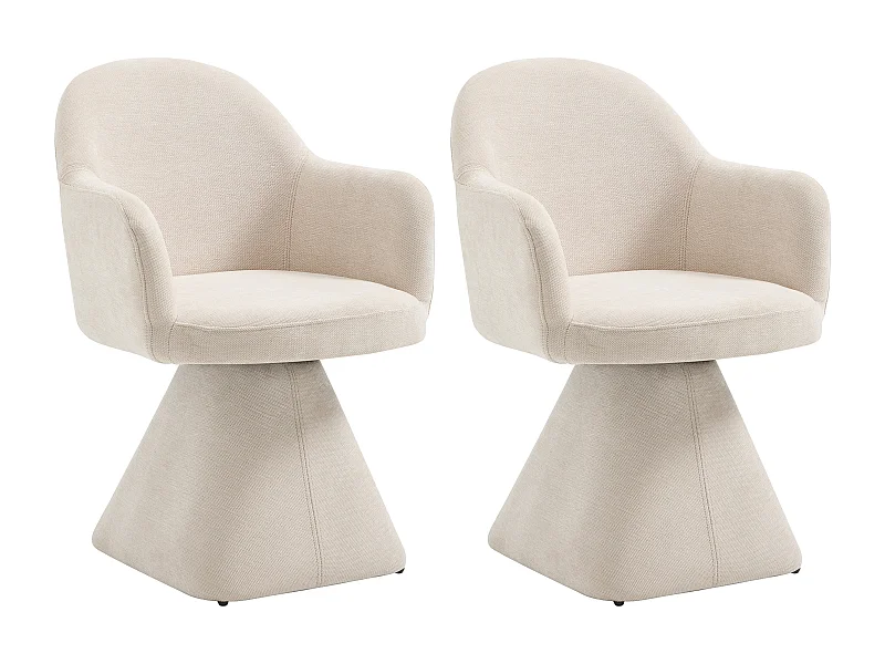 Lot de 2 chaises pivotantes avec accoudoirs en tissu - Beige - VALYRA