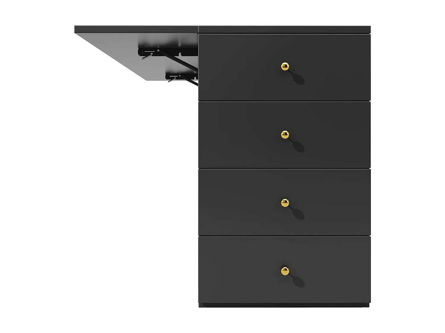 Ilot central de cuisine - Plateau extensible - 140x70x89cm - 3 portes et 6 tiroirs - avec tabourets - MDF - Noir