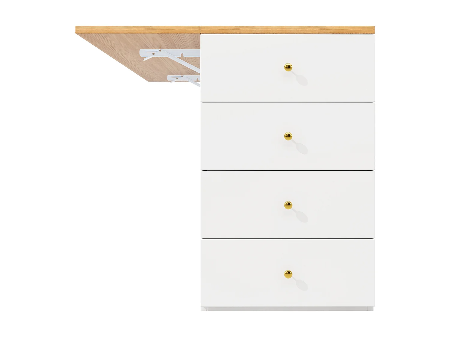 Ilot central de cuisine - Plateau extensible - 140x70x89cm - 3 portes et 6 tiroirs - avec tabourets - MDF - Blanc