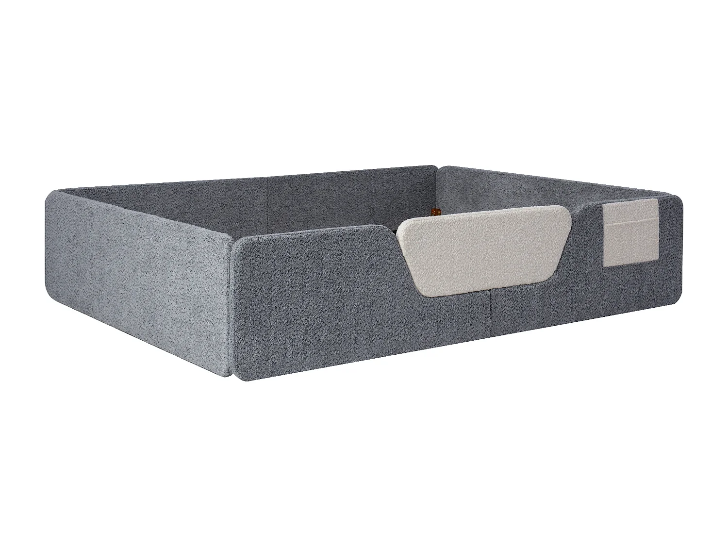 Tapicerowane łóżko dziecięce 140x190 cm - z wyjmowanymi barierkami bezpieczeństwa - z torbą do przechowywania - szary​ (materac nie jest wliczony w cenę)