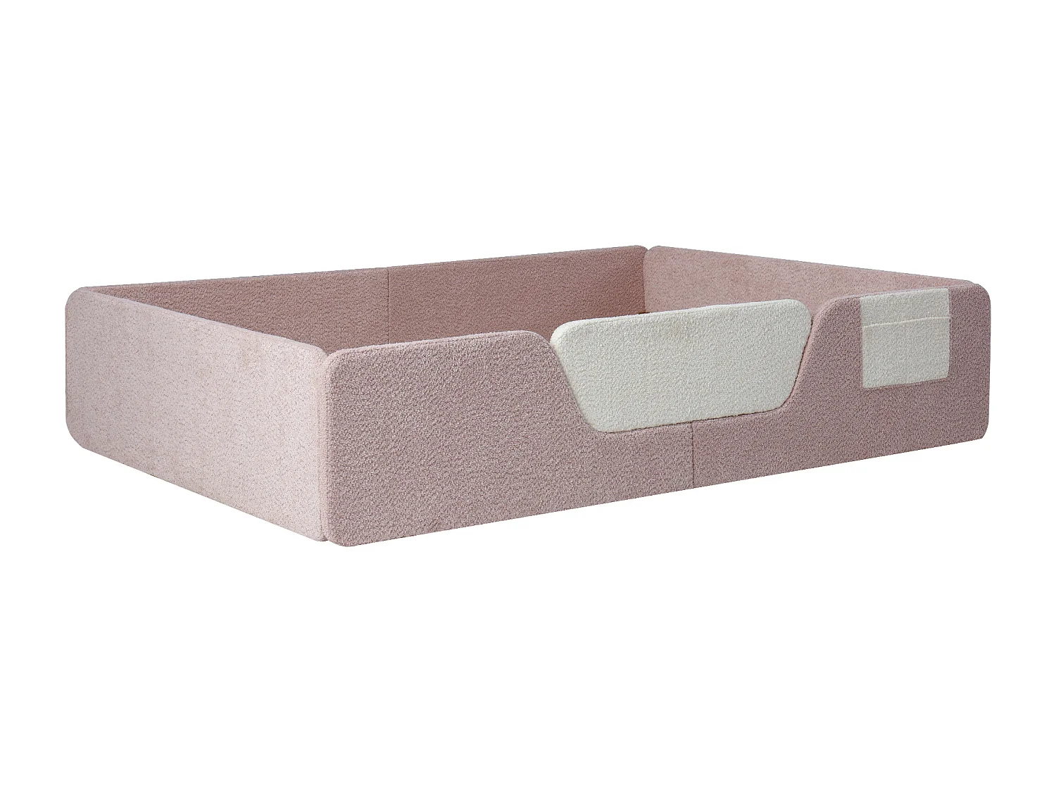 Tapicerowane łóżko dziecięce 140x190 cm - z wyjmowanymi barierkami bezpieczeństwa - z torbą do przechowywania - różowy​ (materac nie jest wliczony w cenę)