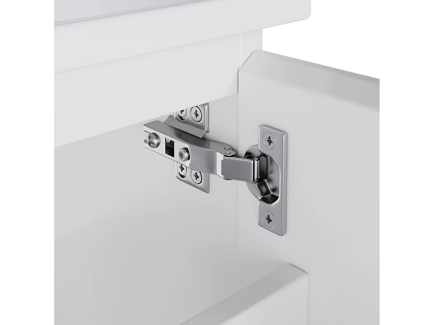 Wiszący mebel łazienkowy 91x46,5x50,5 cm - z ceramiczna umywalką - z oświetleniem LED - 2 szuflady i 1 drzwi - Biały