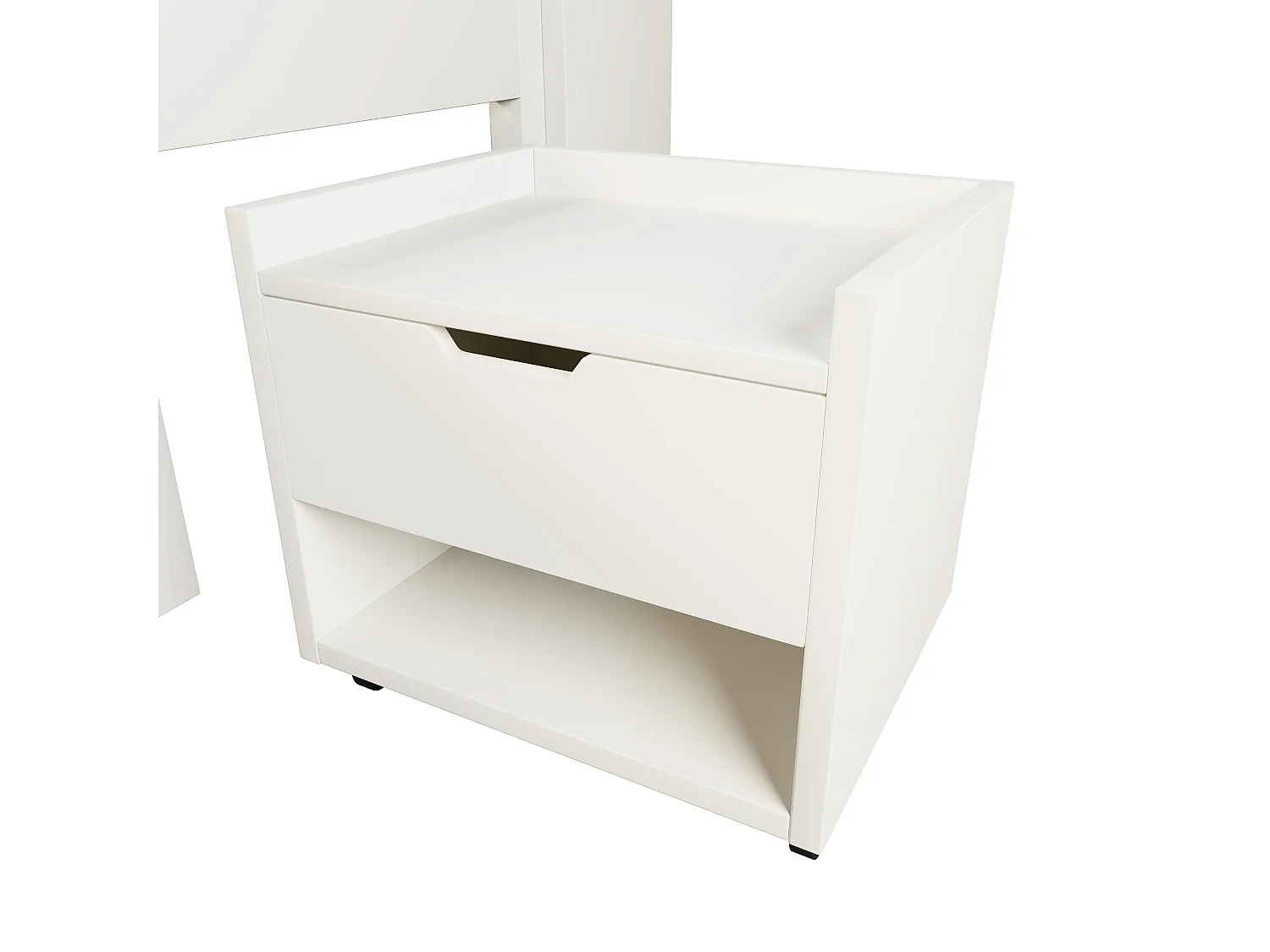 Lit simple 90x200cm - avec éclairage LED et USB-C - avec espace de rangement et table de chevet mobile - Blanc (matelas non inclus)