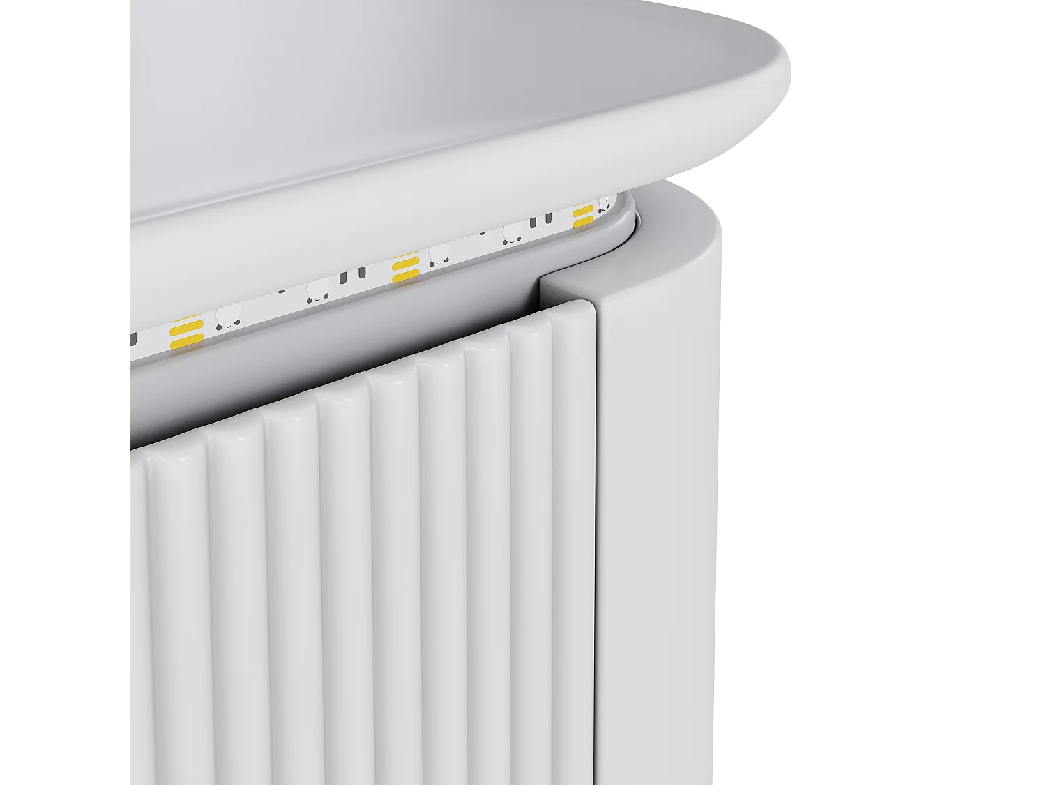 Wiszący mebel łazienkowy - 80,5x47,5x51 cm - z ceramiczna umywalką - 4 szuflady - z LED - Biały