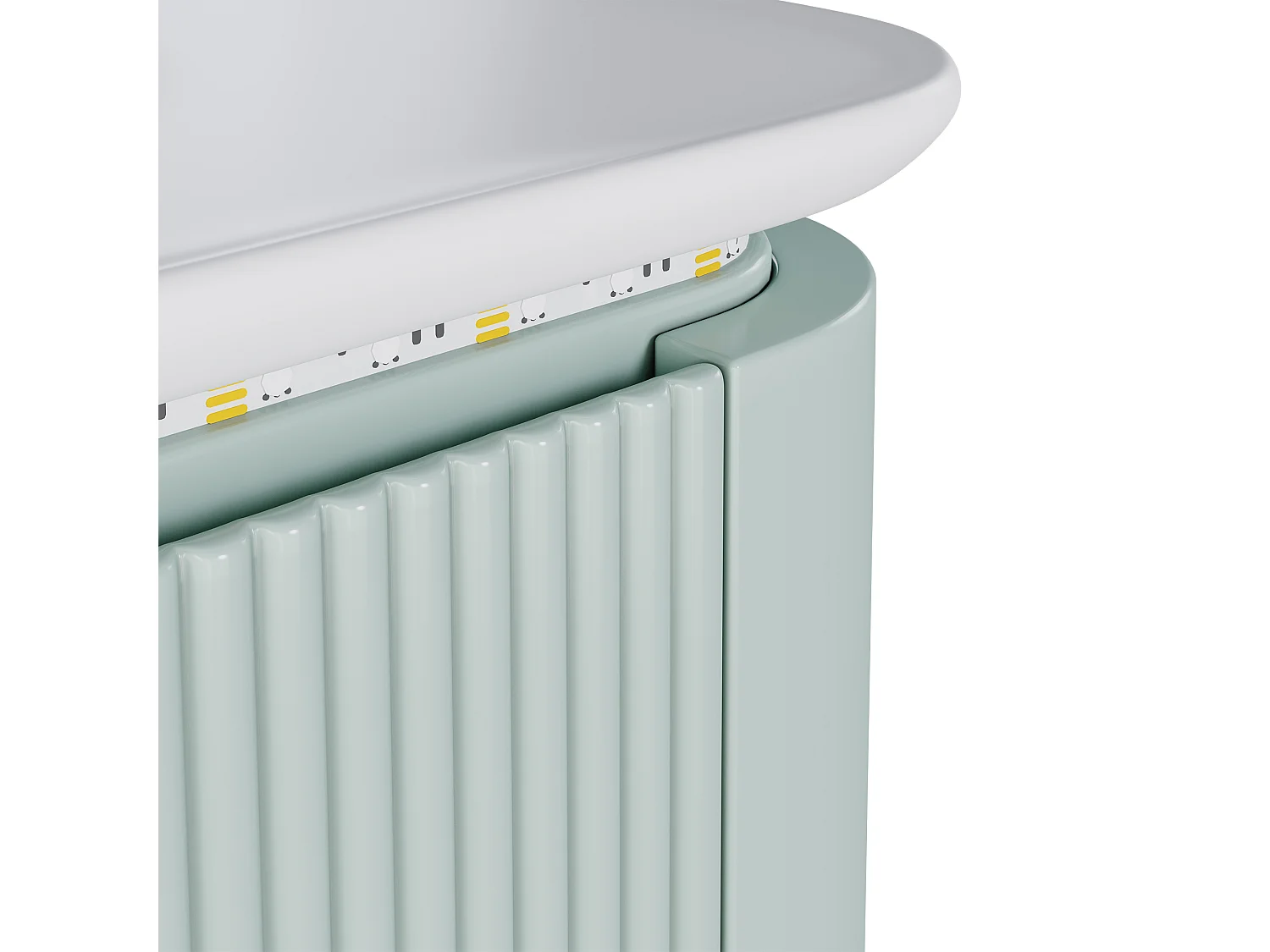 Wiszący mebel łazienkowy - 80,5x47,5x51 cm - z ceramiczna umywalką - 4 szuflady - z LED - Zielony