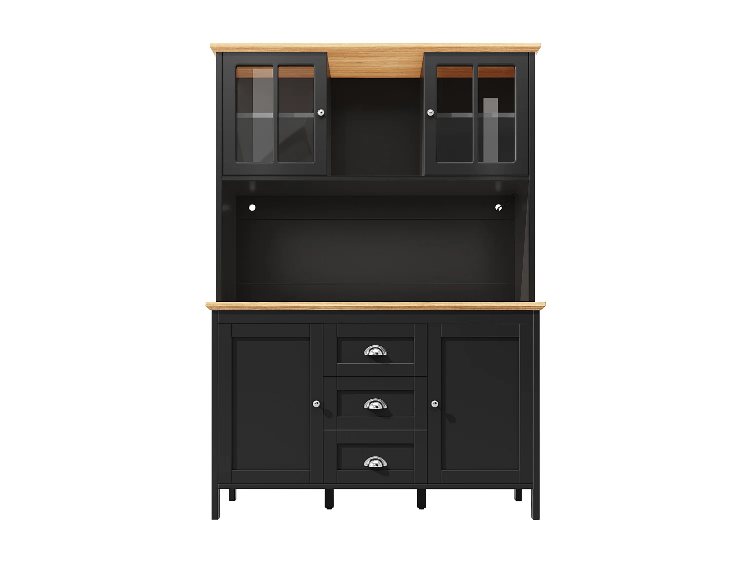 Mebel kuchenny - 120x40x179 cm - 4 drzwi i 3 szuflady - z oświetleniem LED - Czarny