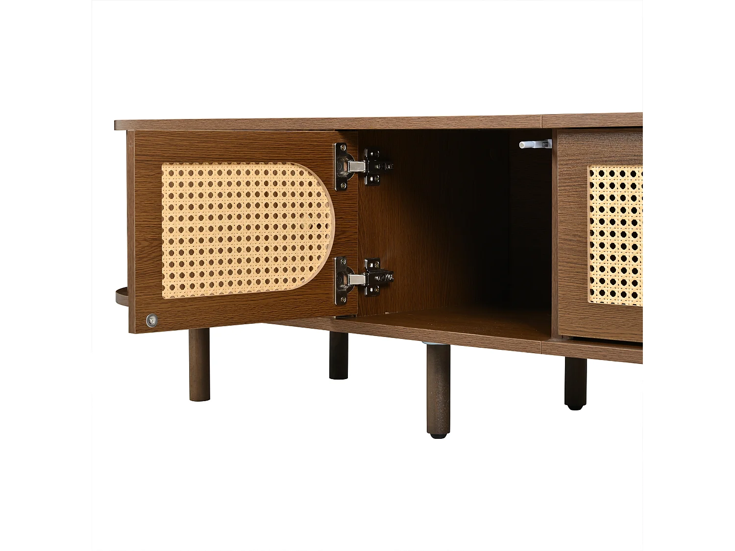 TV-Schrank 180x40x40 cm - Rattan-Design - 4 Türen - MDF - Für Fernseher bis zu 80 Zoll - Braun