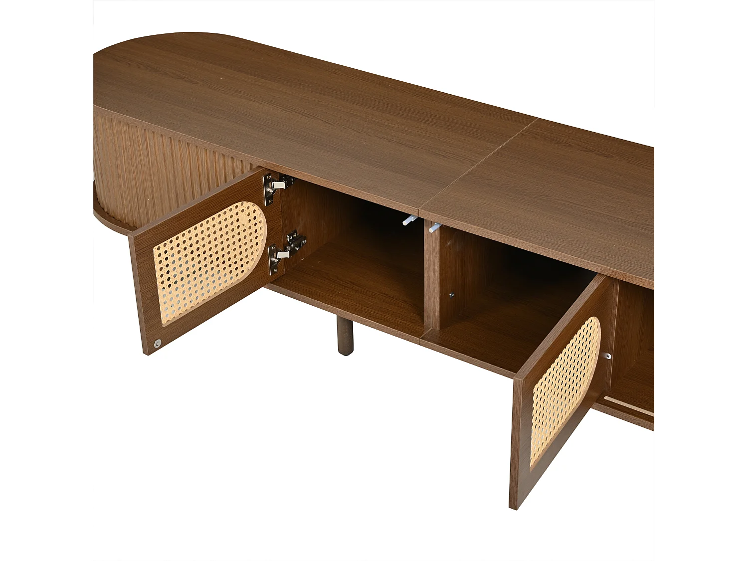 TV-Schrank 180x40x40 cm - Rattan-Design - 4 Türen - MDF - Für Fernseher bis zu 80 Zoll - Braun