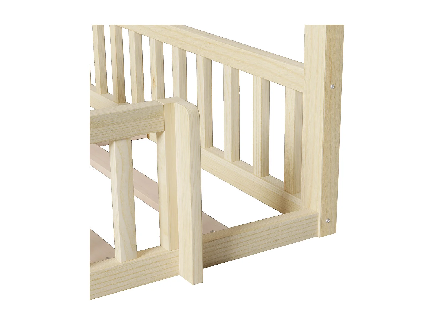 Cama casa infantil 90x190 cm - con barreiras de segurança - con iluminação LED - natural​ (colchão não incluído)