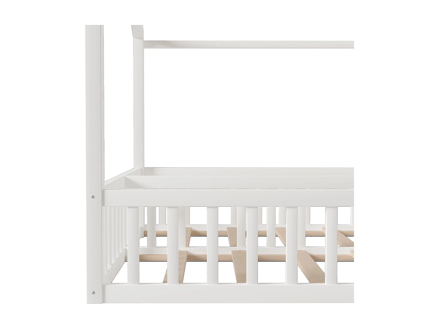 Cama casa infantil 90x190 cm - con barreiras de segurança - con iluminação LED - branco​ (colchão não incluído)