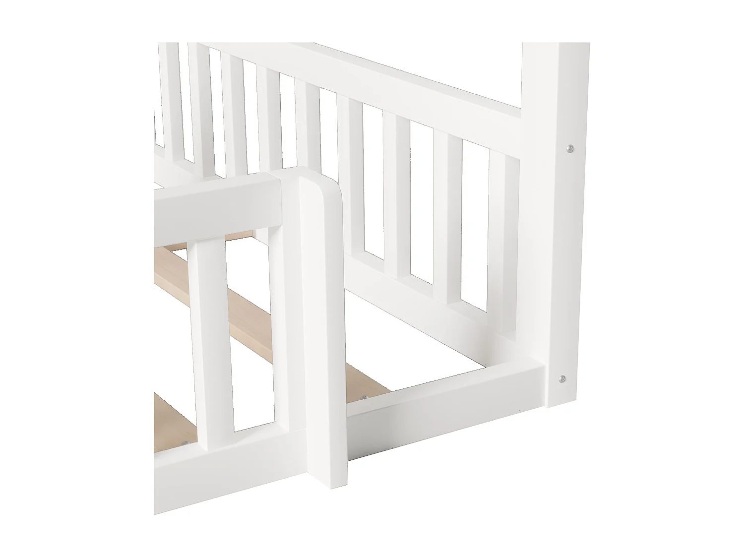 Cama casa infantil 90x190 cm - con barreiras de segurança - con iluminação LED - branco​ (colchão não incluído)