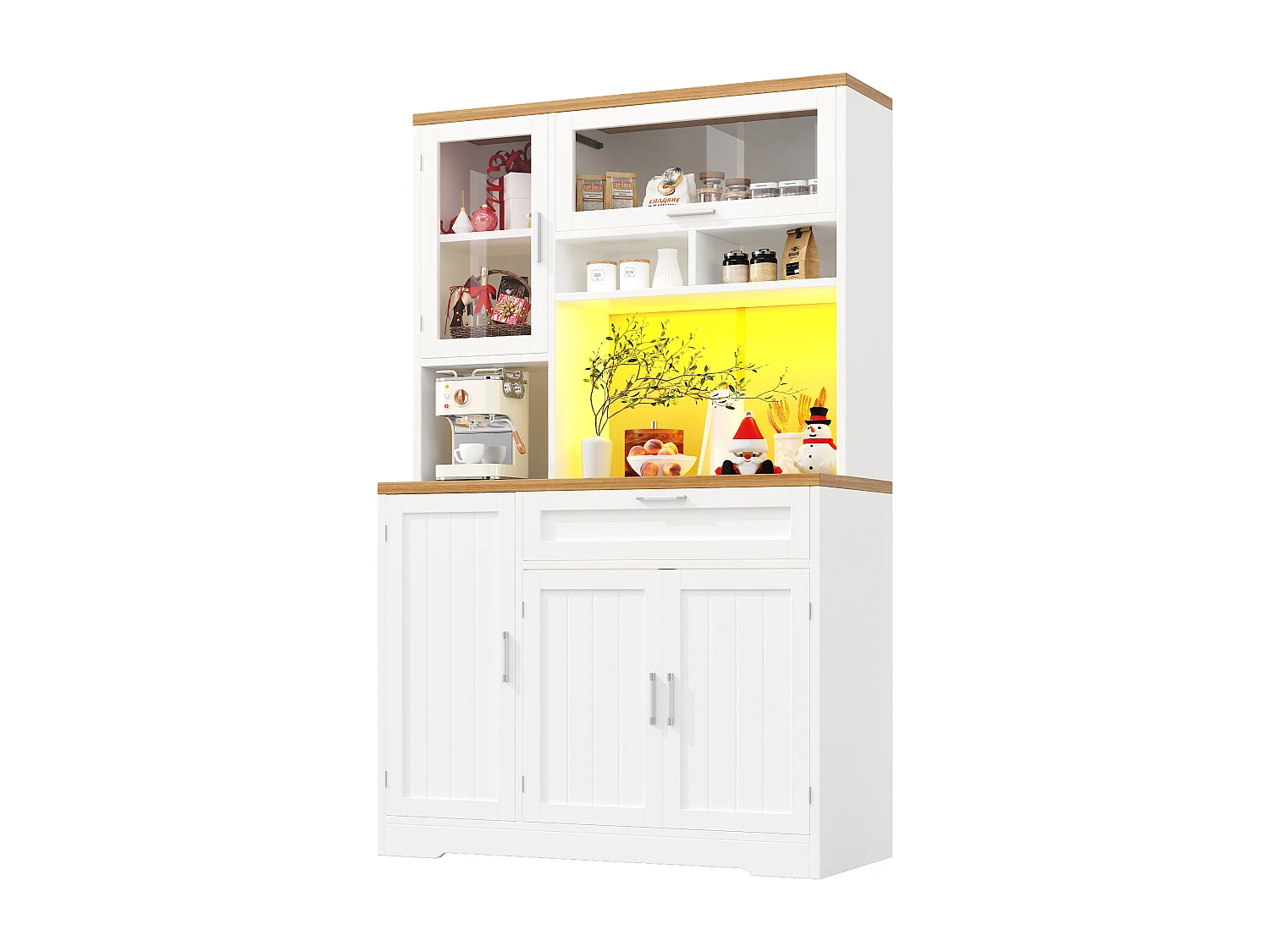 Mebel kuchenny - 104x40x180 cm - z 4 drzwiami i 1 szufladą - z oświetleniem LED - Biały