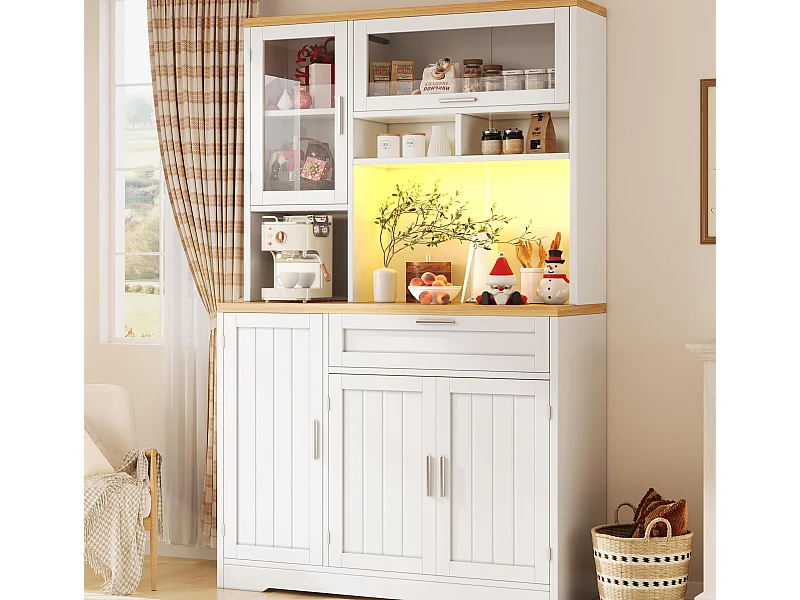 Mebel kuchenny - 104x40x180 cm - z 4 drzwiami i 1 szufladą - z oświetleniem LED - Biały