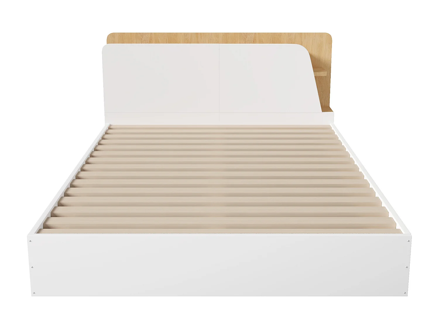 Lit coffre 140x200 cm - avec chargement USB Type-C - avec éclairage LED - blanc (matelas non inclus)