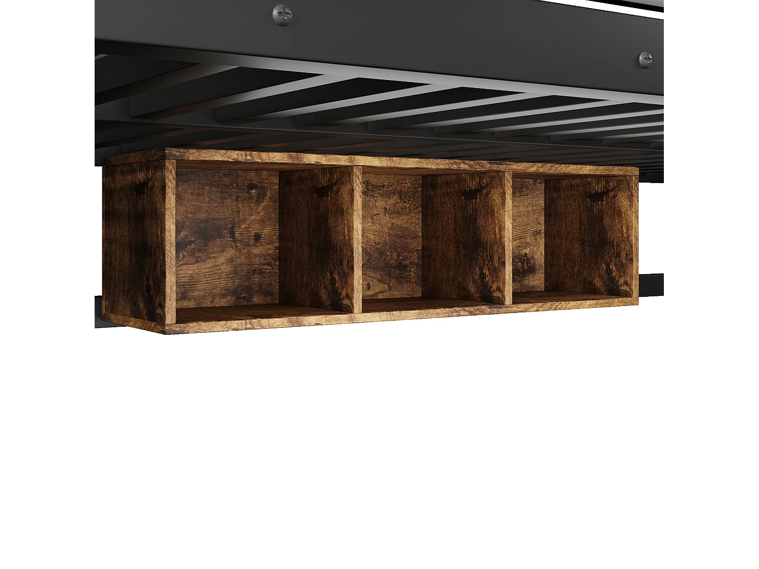 Etagenbett 90x200cm + 140x200cm - mit LED-Leiste - drei Staufächer - mit Leiter - schwarz​ (Matratze nicht inbegriffen)