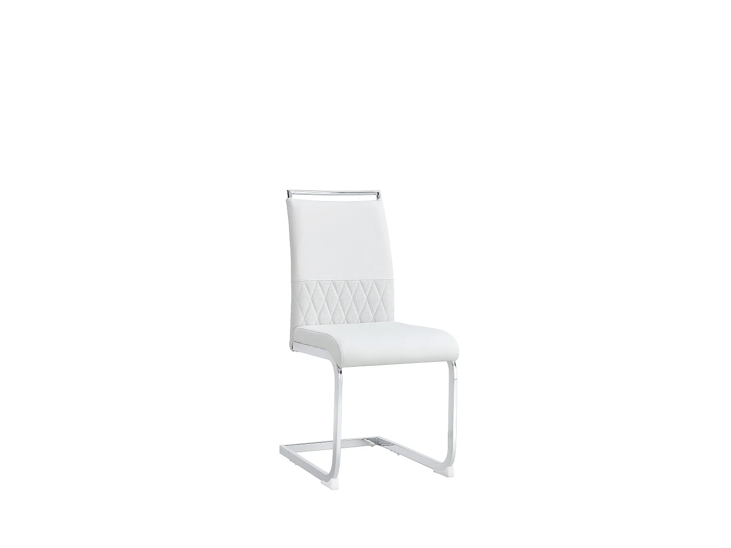 Set di 6 sedie con schienale in similpelle e lino - Gambe in metallo - Bianco