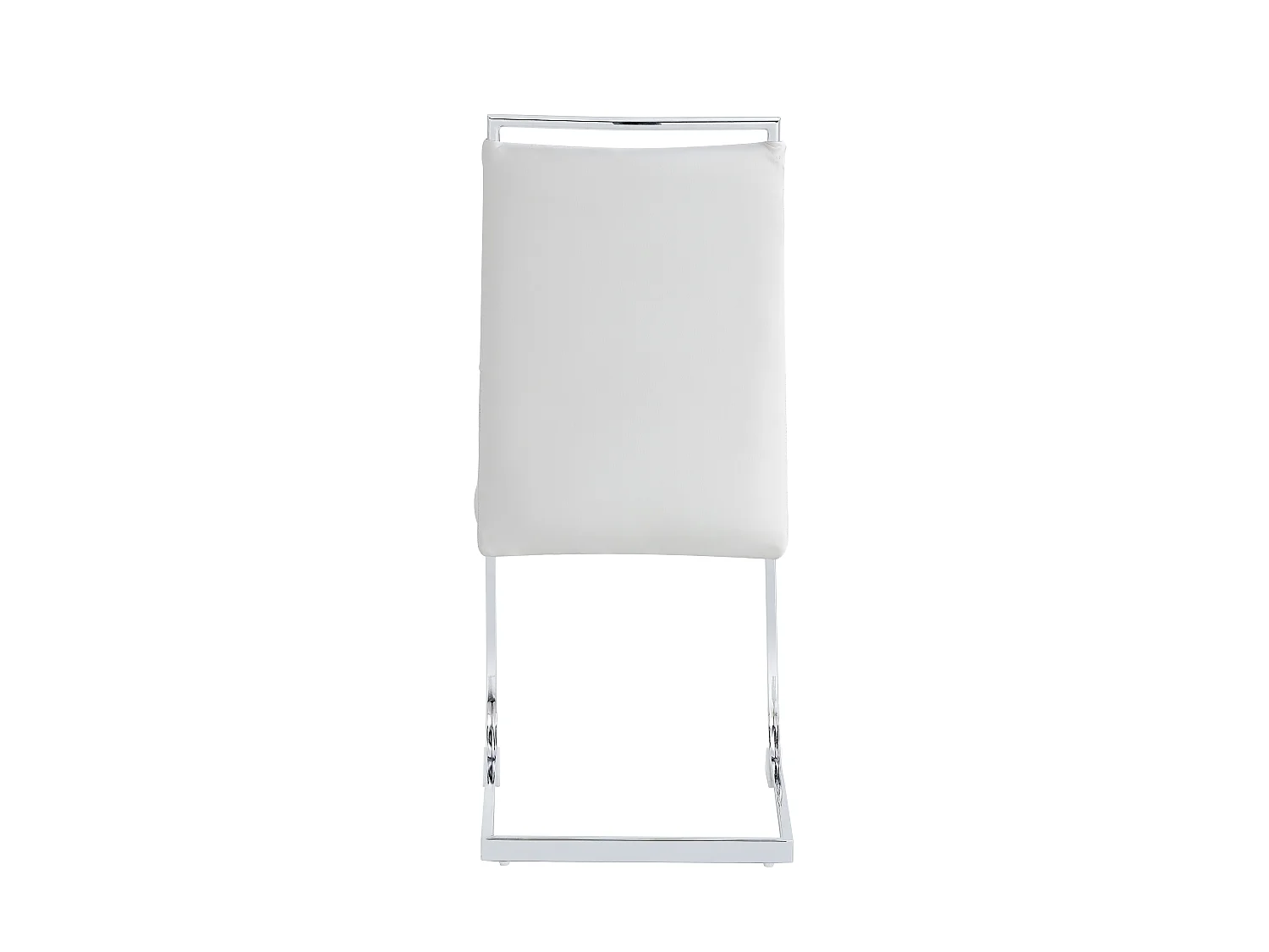 Set di 6 sedie con schienale in similpelle e lino - Gambe in metallo - Bianco