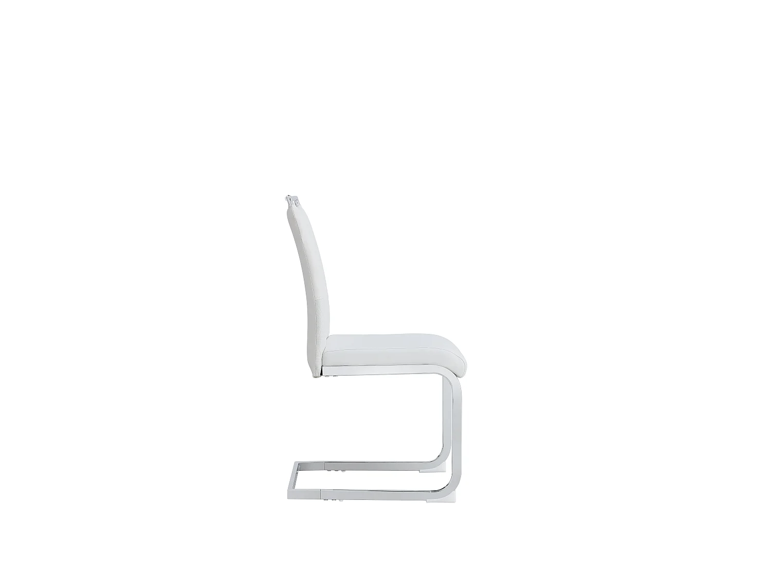 Set di 6 sedie con schienale in similpelle e lino - Gambe in metallo - Bianco