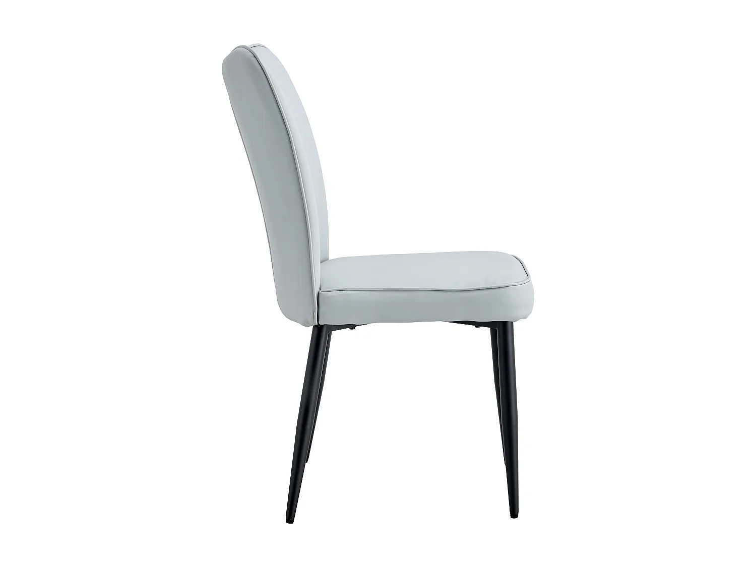 Set di 2 sedie in PU grigio chiaro con schienale da 48 cm - Gambe in metallo nero