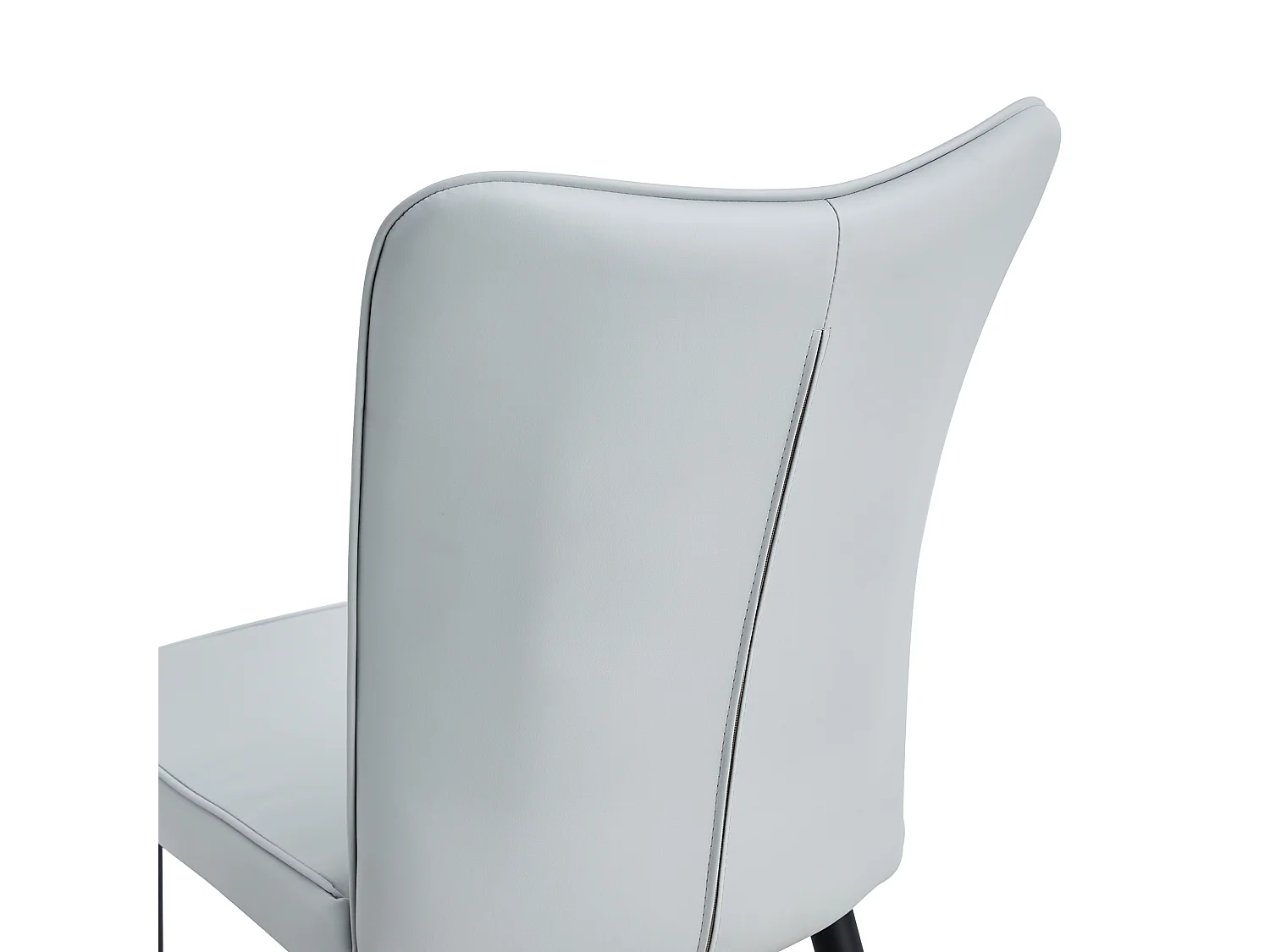 Set di 2 sedie in PU grigio chiaro con schienale da 48 cm - Gambe in metallo nero